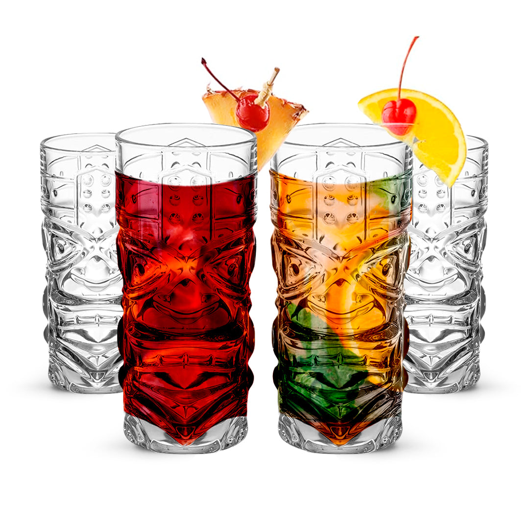 Clear Tiki Glasses Set of 4 or 6 – Hawaiian Tiki Tumblers