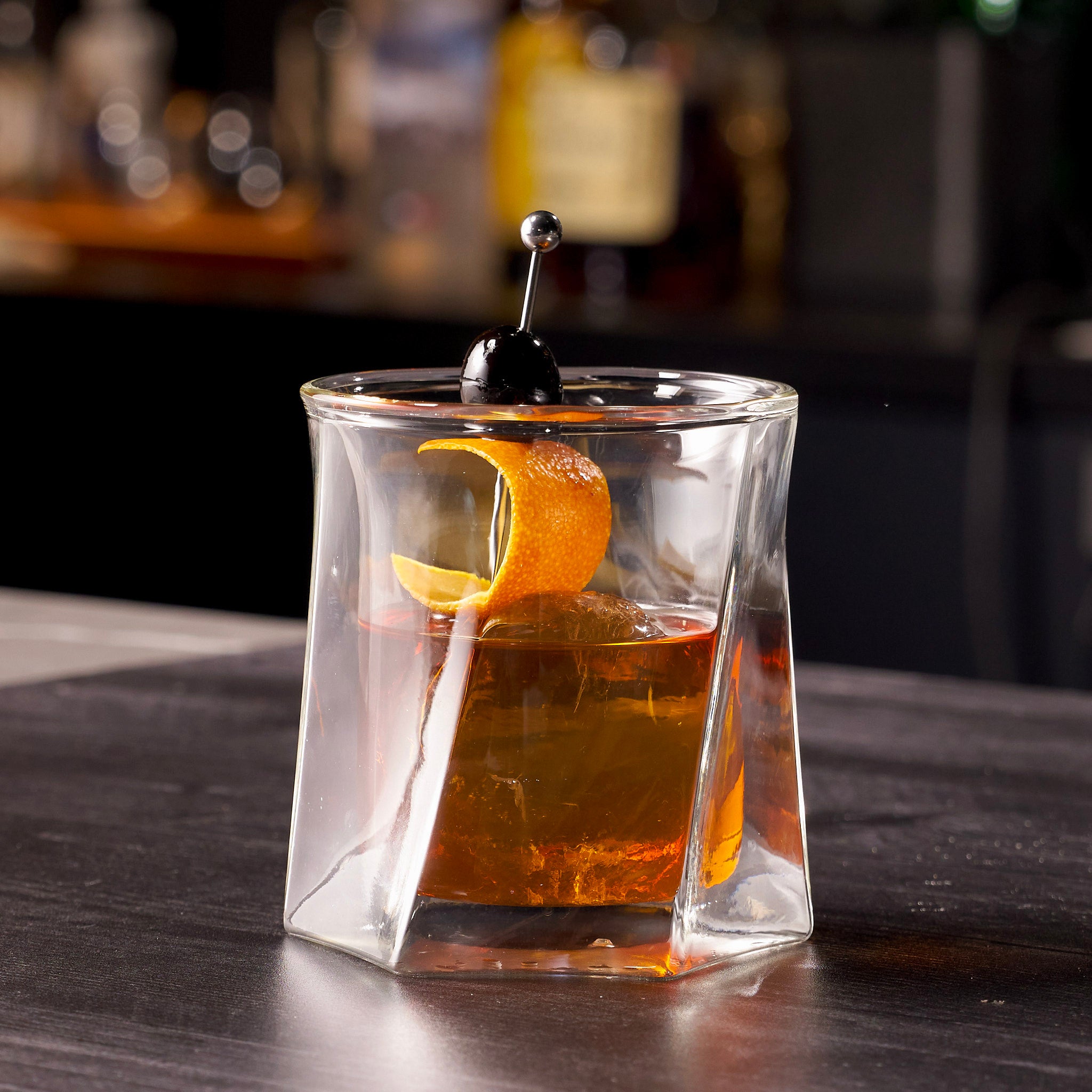Double Wall Hexagon Whiskey Glasses - 10oz lead-free