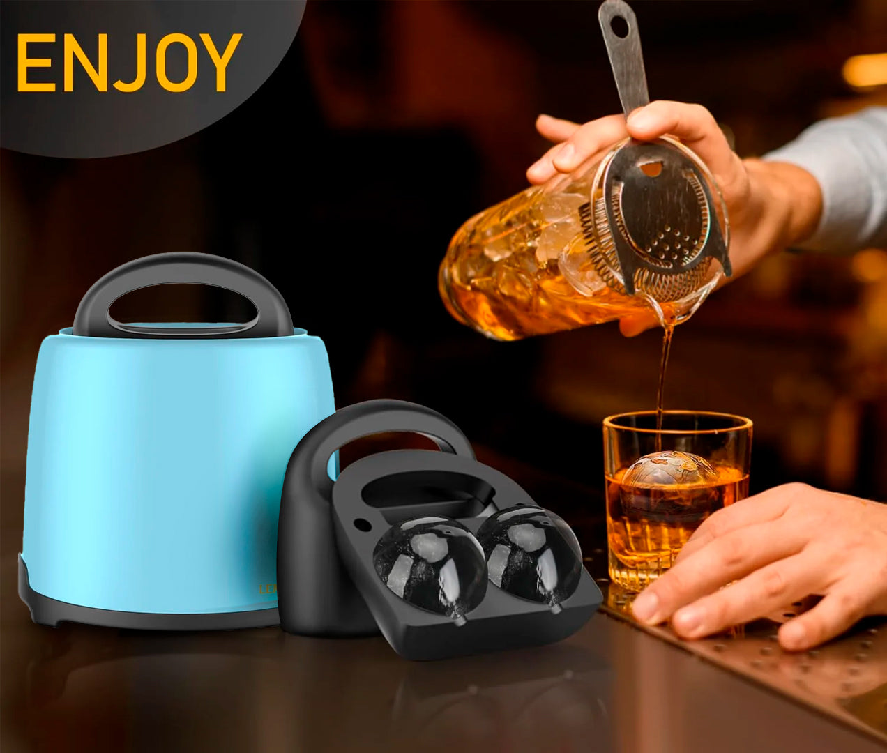 Crystal Clear Round Ice Maker - 2.5 inch whiskey ice balls