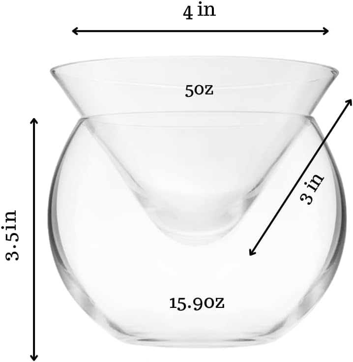 Stemless Martini Glasses With Chiller 5.5oz - (Set of 2 or 4)