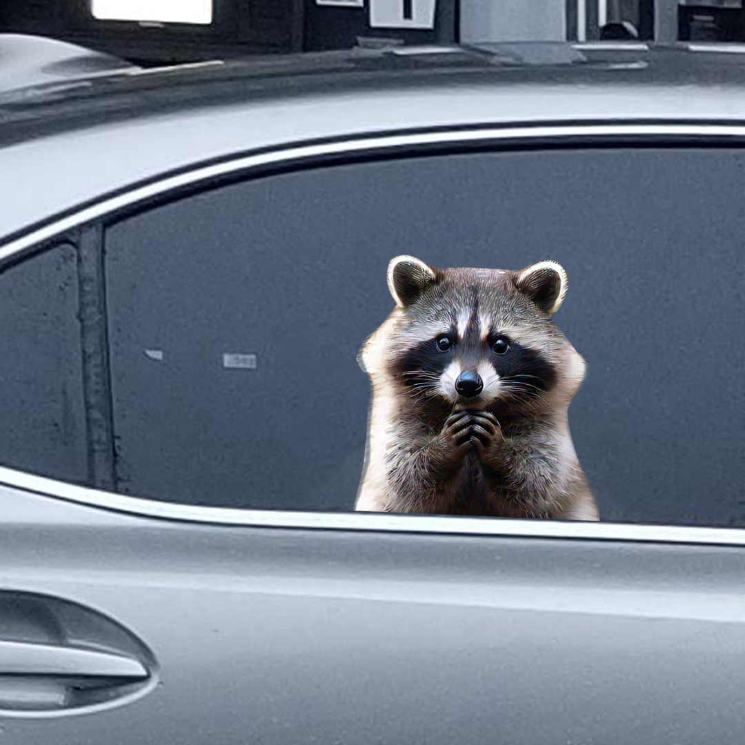 Car Window Decal 3D Raccoon waterproof raccoon sticker