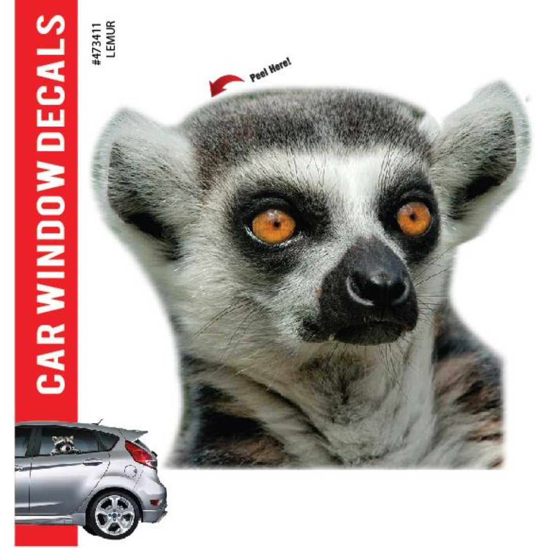 Car Window Decal 3D Lemur waterproof sticker for car