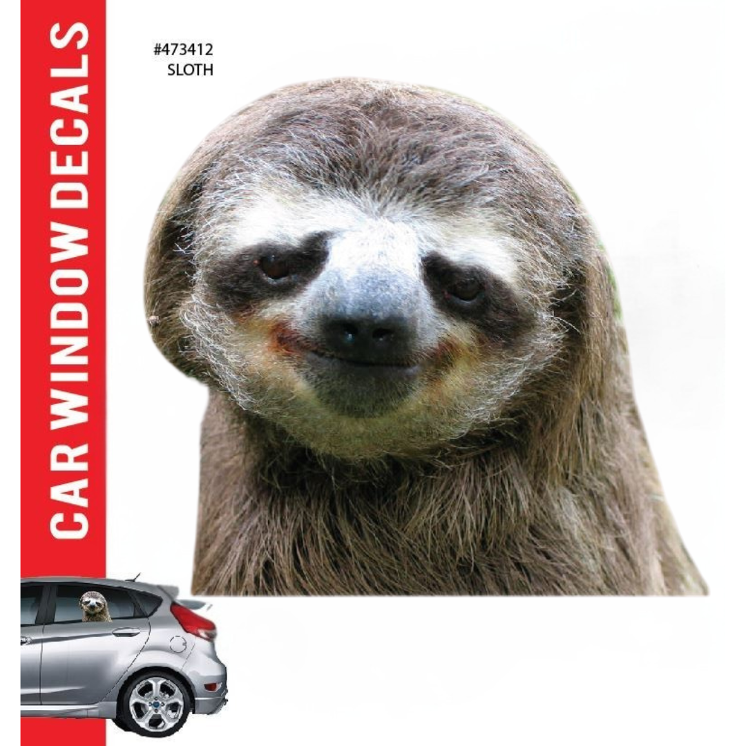 Car Window Decal - 3D - (Sloth) sloth car sticker
