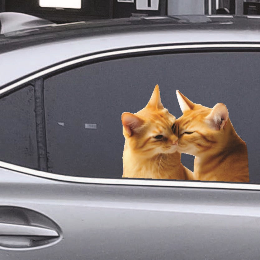 "Kissing Kitties" Valentine's Day Car Window Decals - 3D