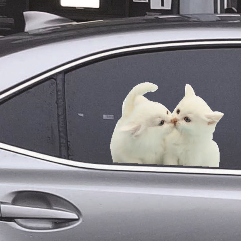 "Kissing Kitties" Valentine's Day Car Window Decals - 3D