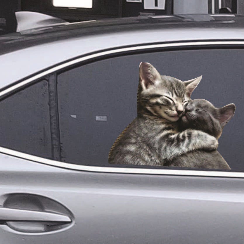 "Kissing Kitties" Valentine's Day Car Window Decals - 3D