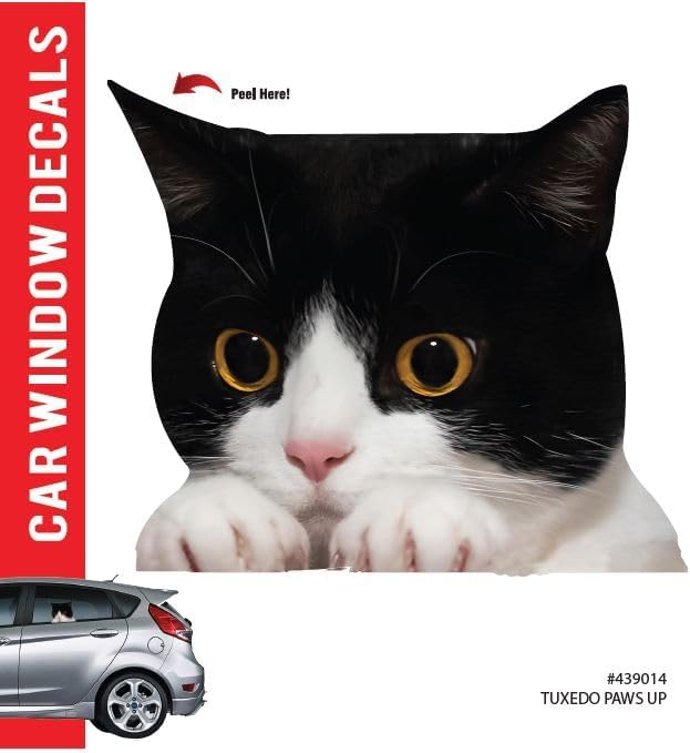LEMONSODA Car Window Decal - 3D - (Tuxedo Cat Paws Up) - Lemonsoda