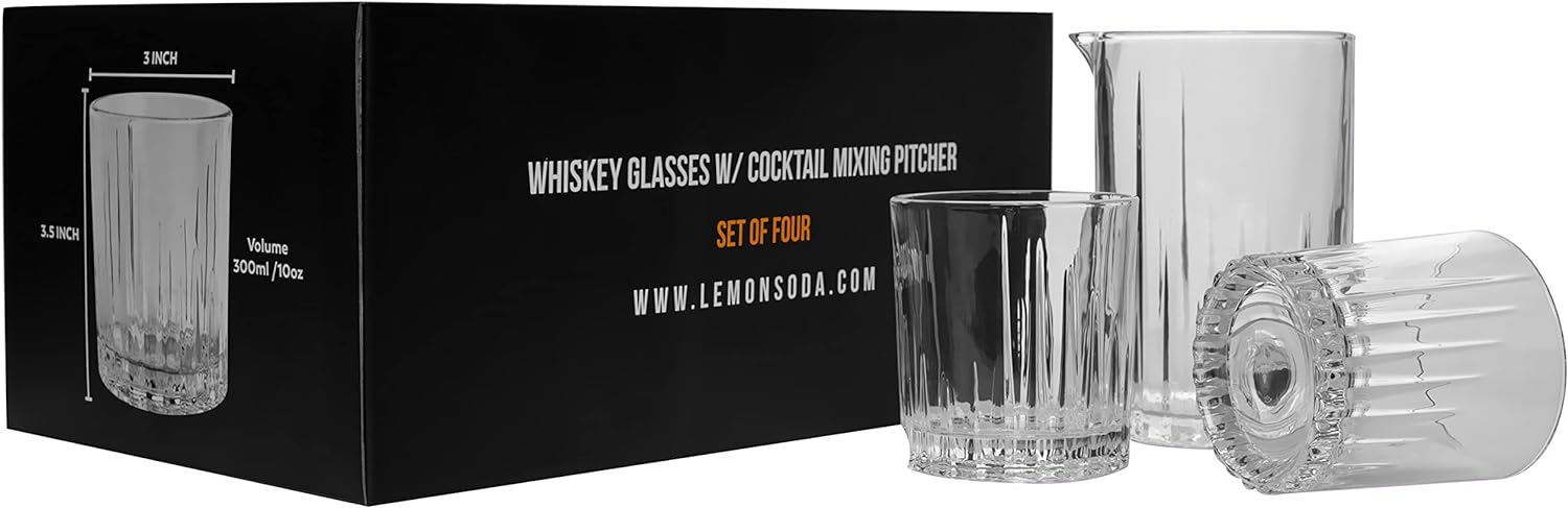 LEMONSODA 360 Rotating Old Fashioned Glass Set With Mixing Pitchers - Lemonsoda
