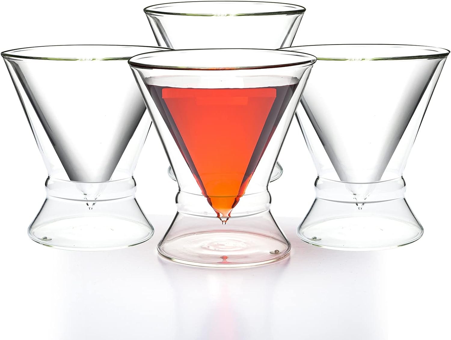 Double-Walled Stemless Martini Glasses - Set of 2/Set of 4 - 8oz