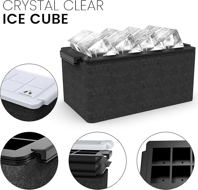 Crystal Clear Ice Cube Maker Mold - Eight 2" Square Cubes