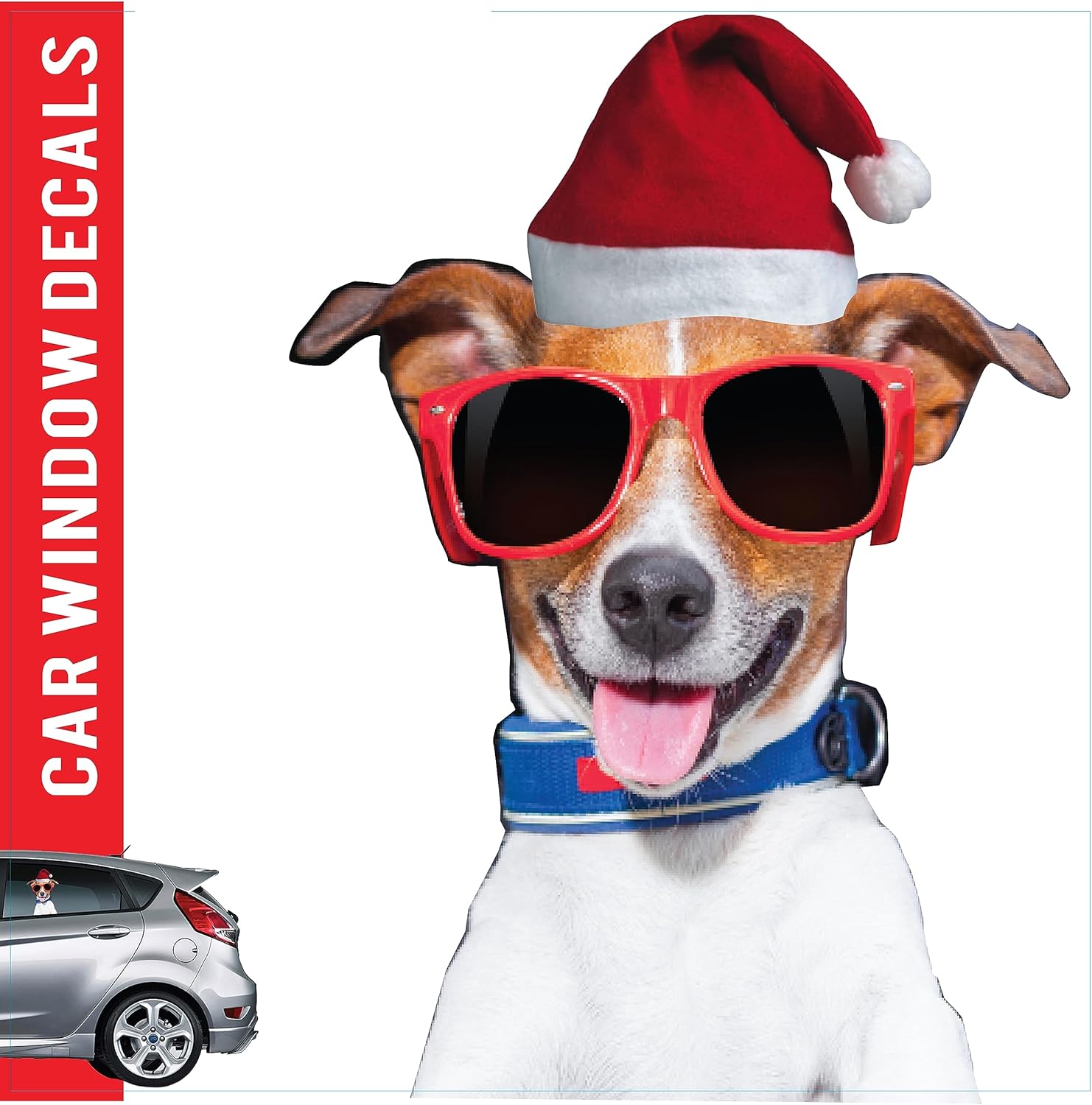 LEMONSODA Car Window Decal - 3D - (Sunglasses Santa Dog) - Lemonsoda