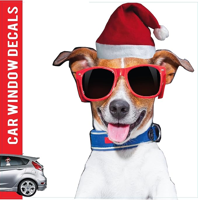 LEMONSODA Car Window Decal - 3D - (Golden Retriever Santa) - Lemonsoda