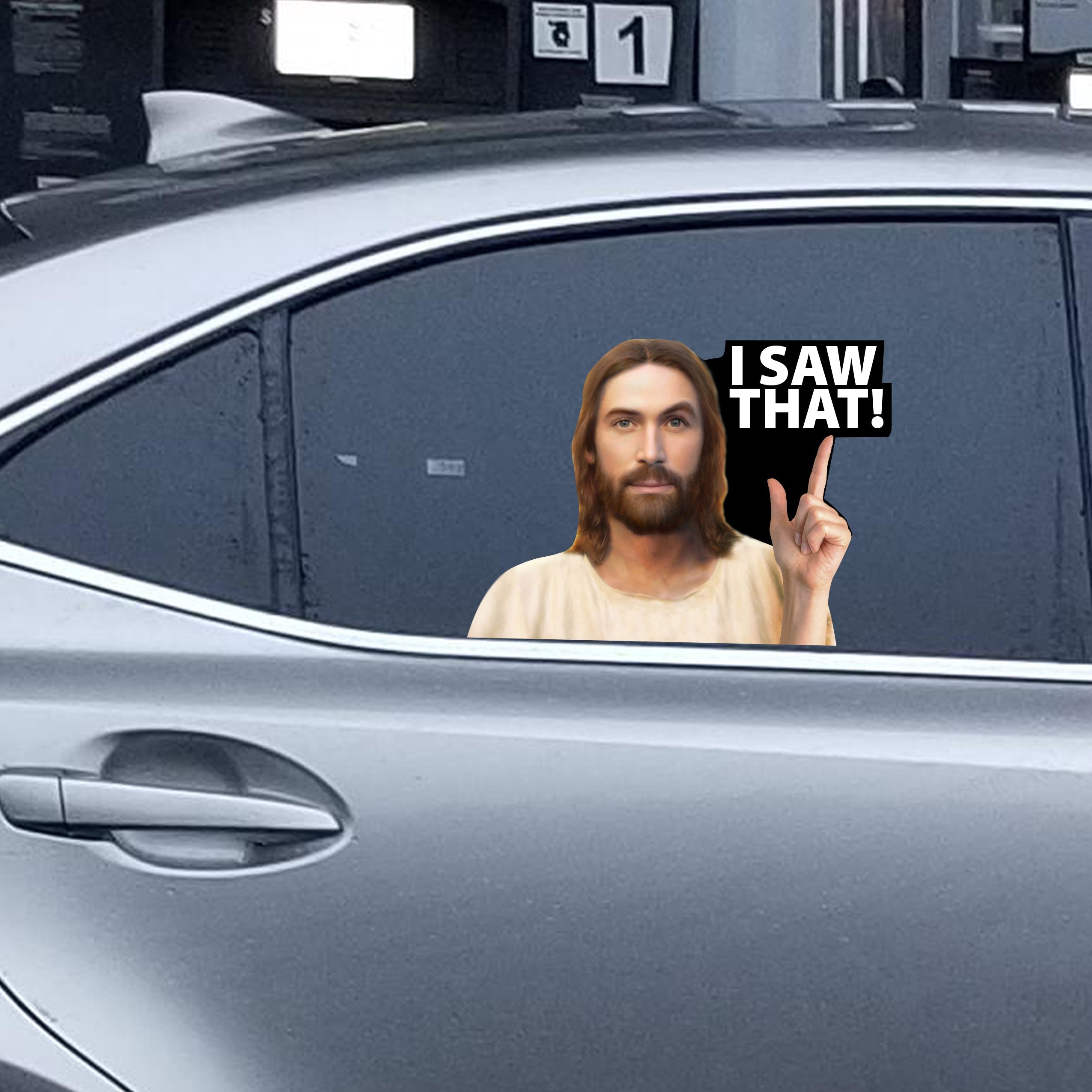 Car Window Decal 3D Jesus I Saw That waterproof sticker