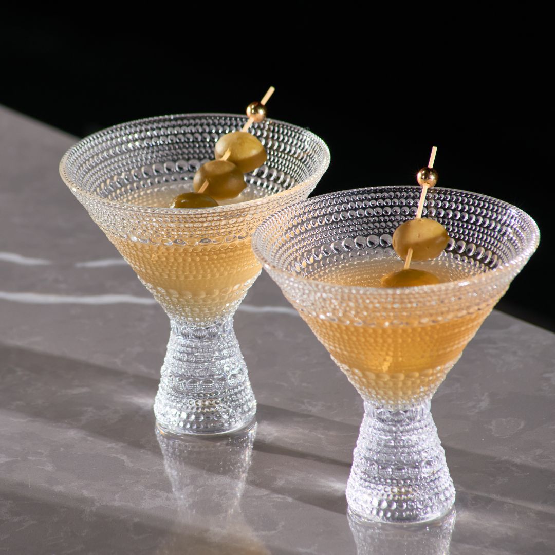 Clear Hobnail Martini Glasses - Embossed Martini Glasses 9oz