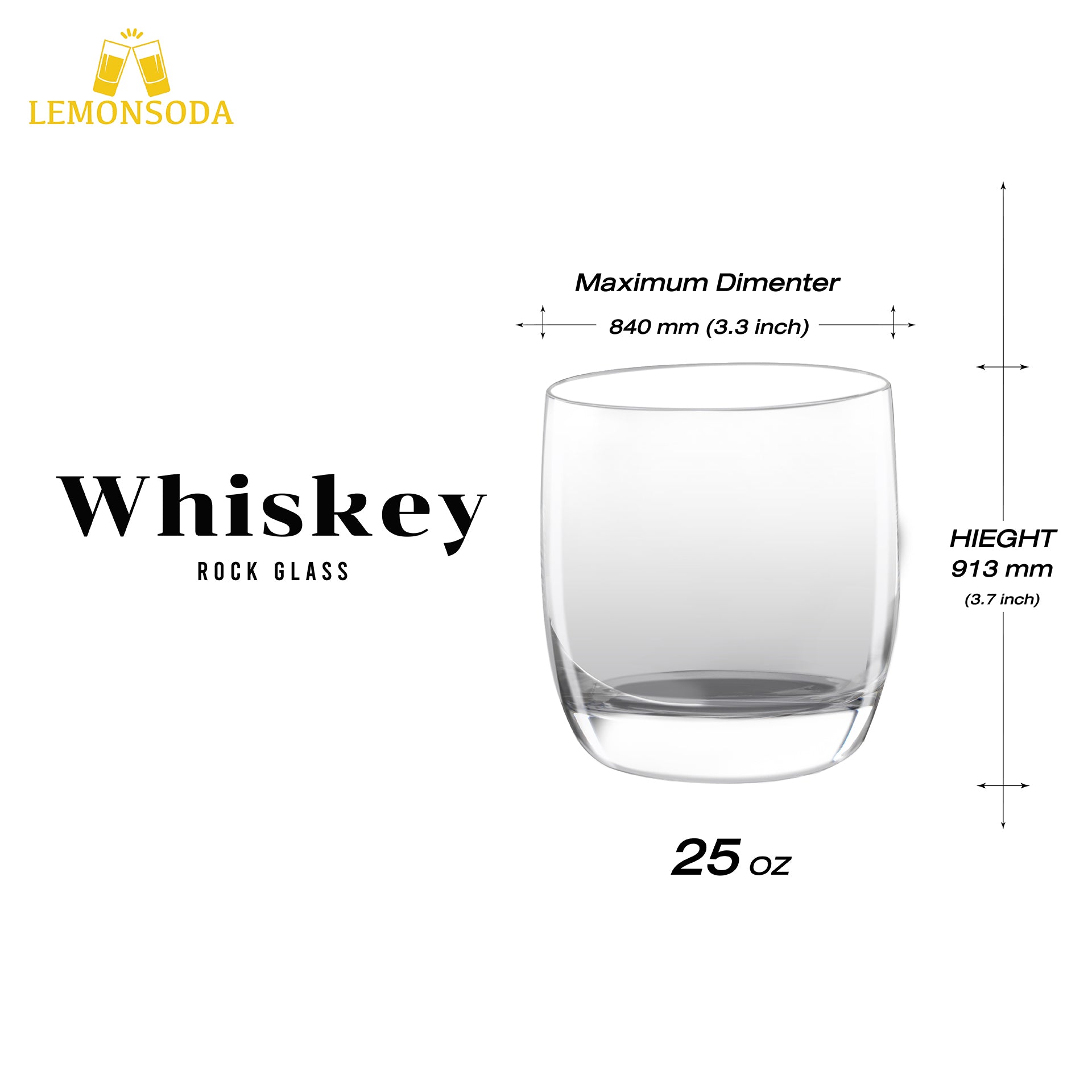 Crystal Double Rock Old Fashioned Glasses 395mL set of 6