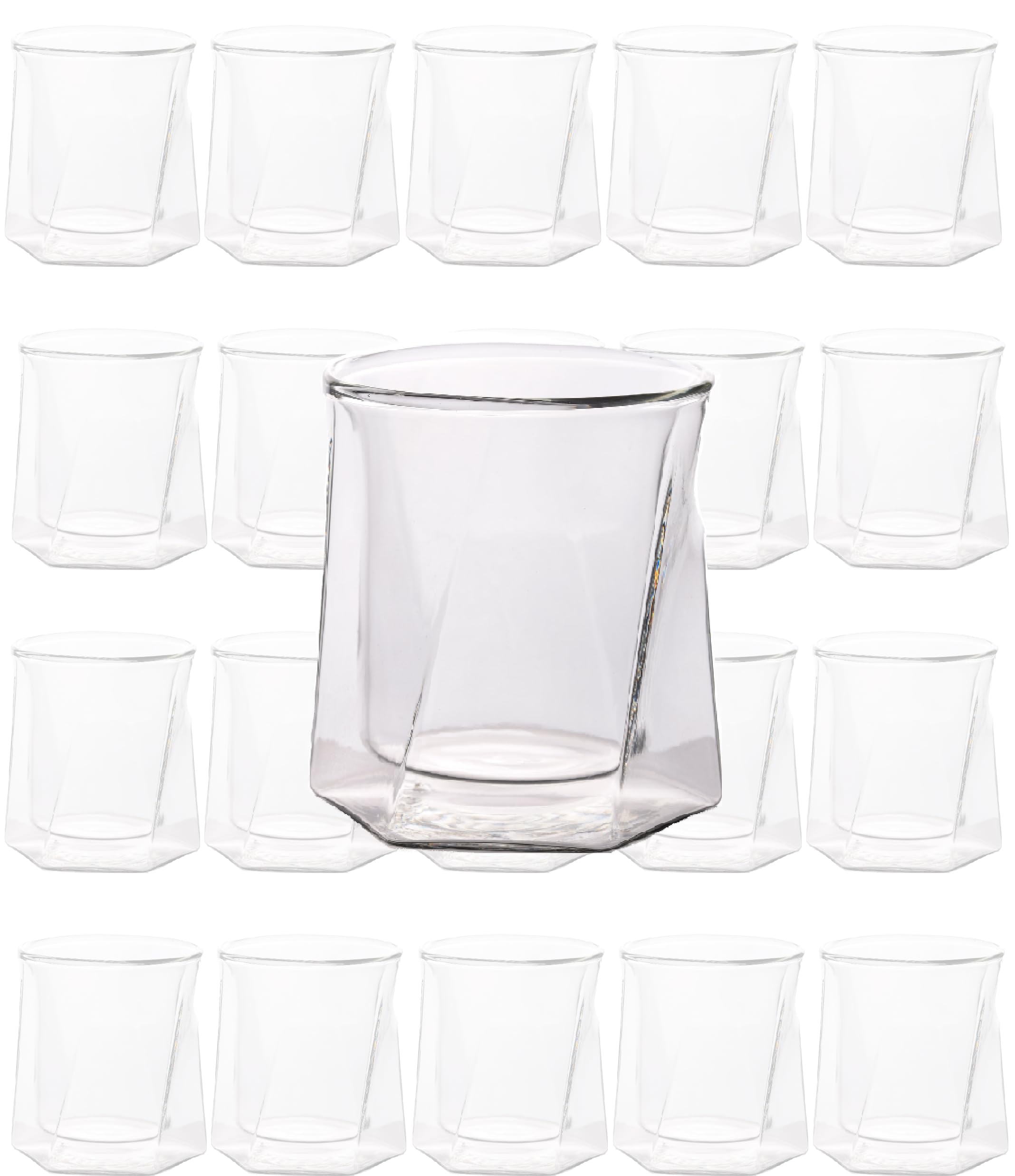 Double Wall Hexagon Whiskey Glasses - 10oz lead-free