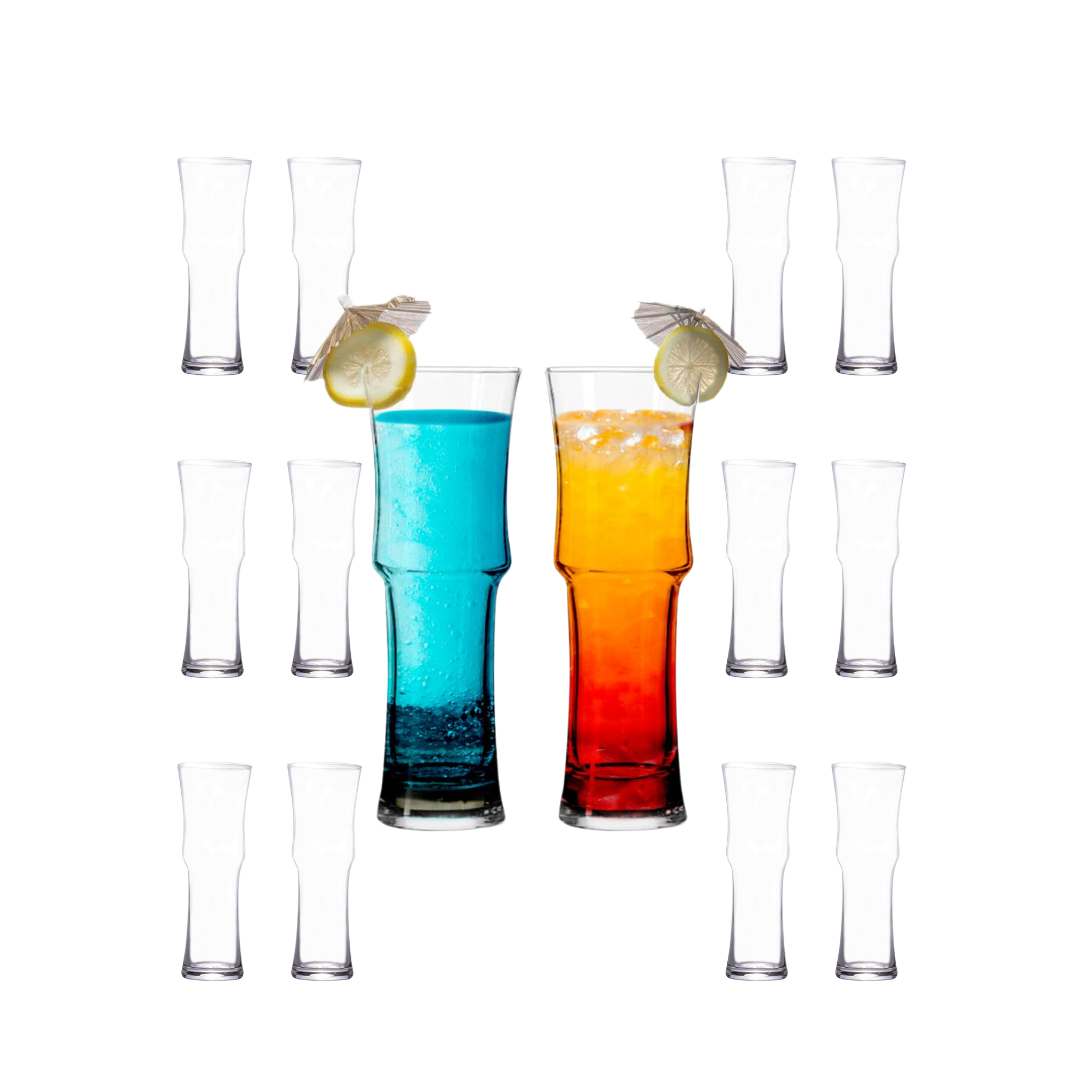 Tall Napoli Hurricane Cocktail Glasses - Handcrafted Cocktail Glass Set (15oz)