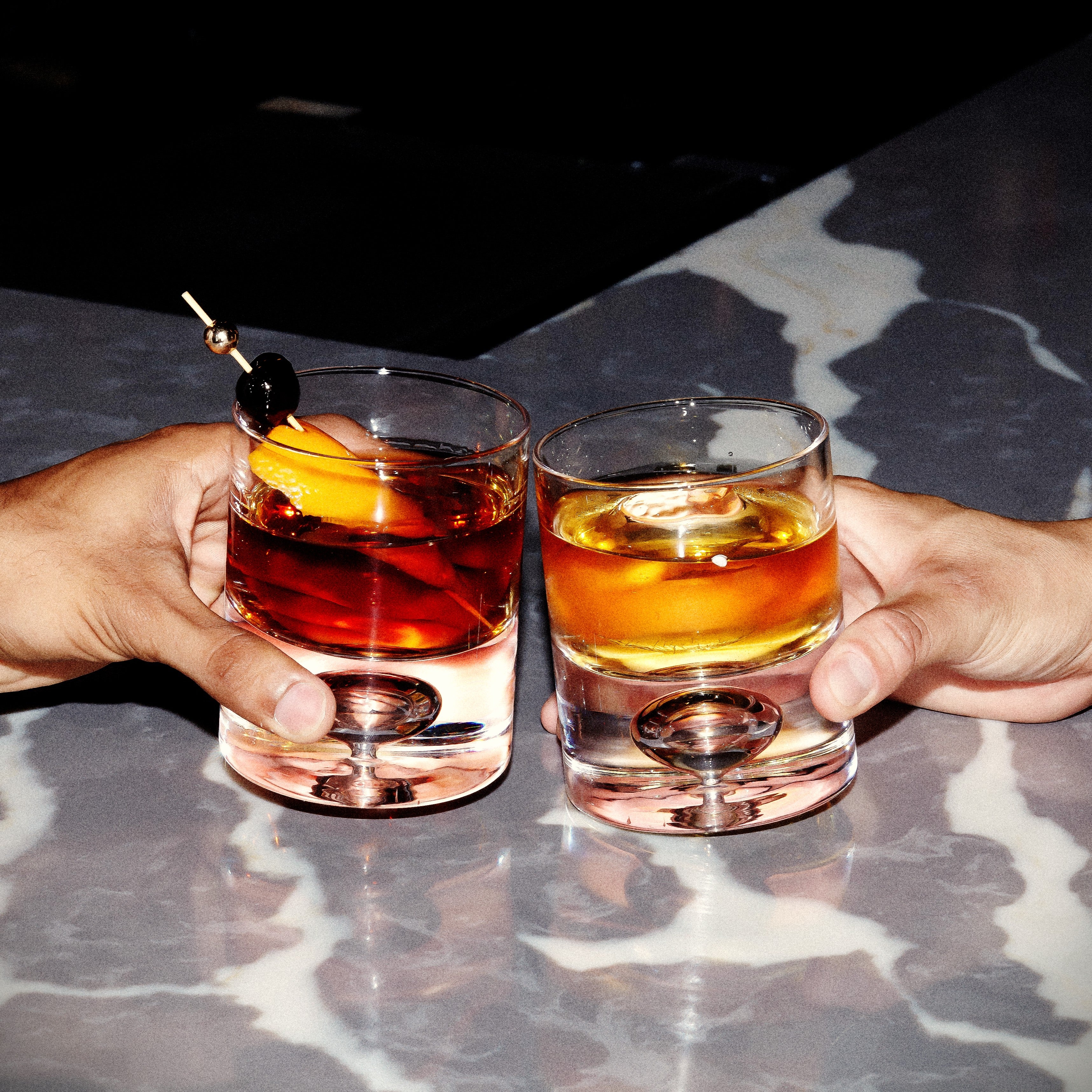 Crystal Bubble Heavy Base Whiskey Glass Tumbler - Set of 2