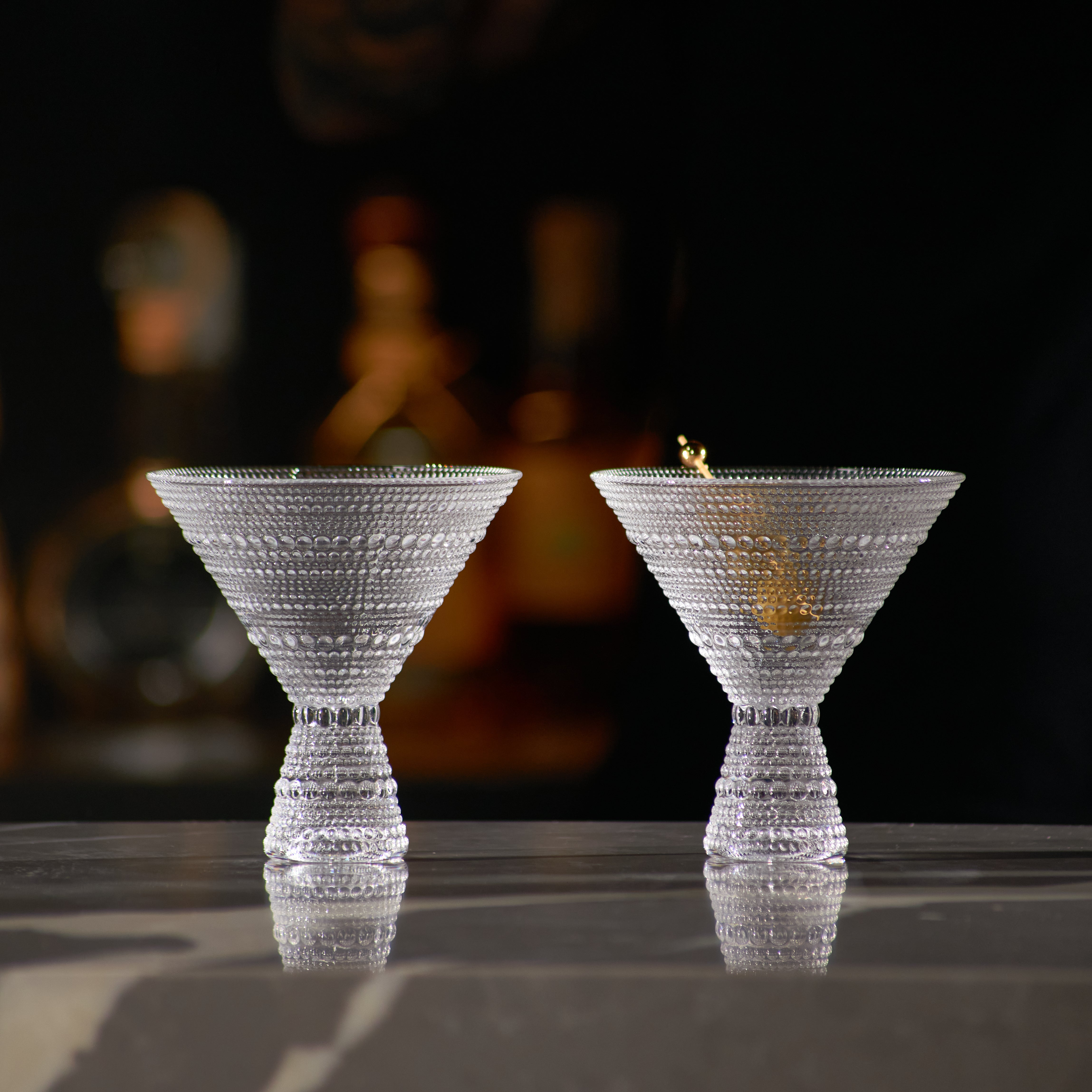 Clear Hobnail Martini Glasses - Embossed Martini Glasses 9oz