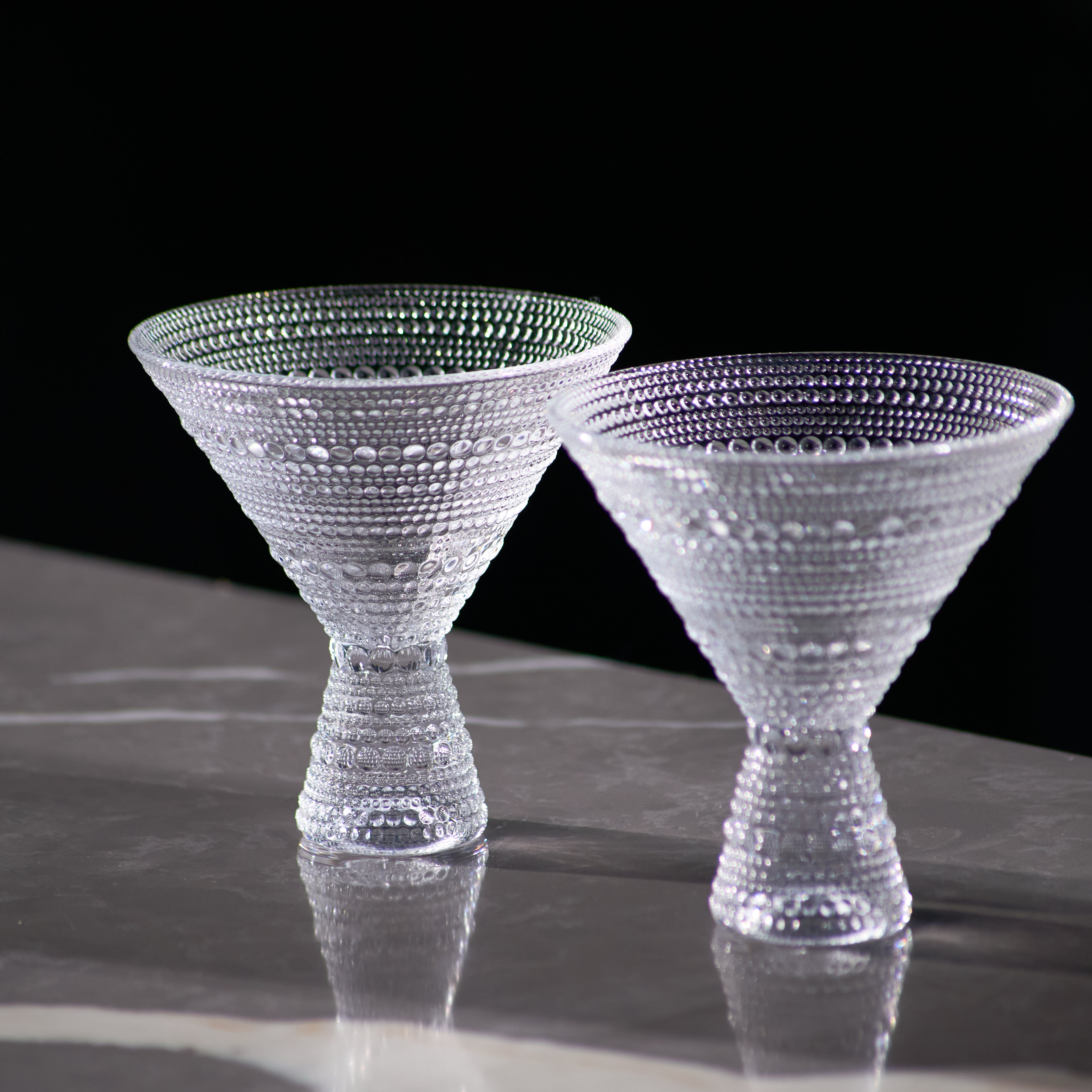 Clear Hobnail Martini Glasses - Embossed Martini Glasses 9oz