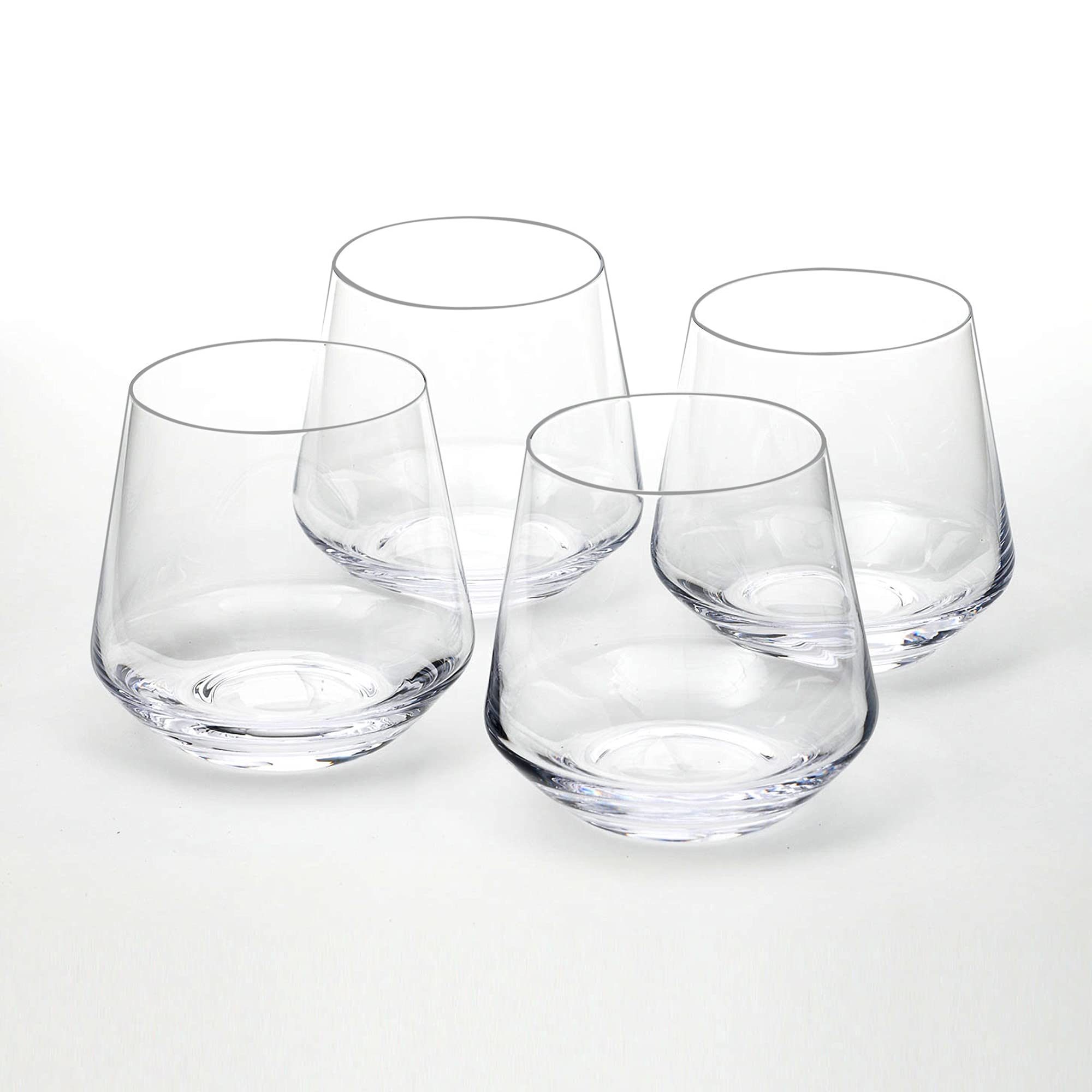 Crystal Old Fashioned Whiskey Glasses Set of 4 - 13.5oz