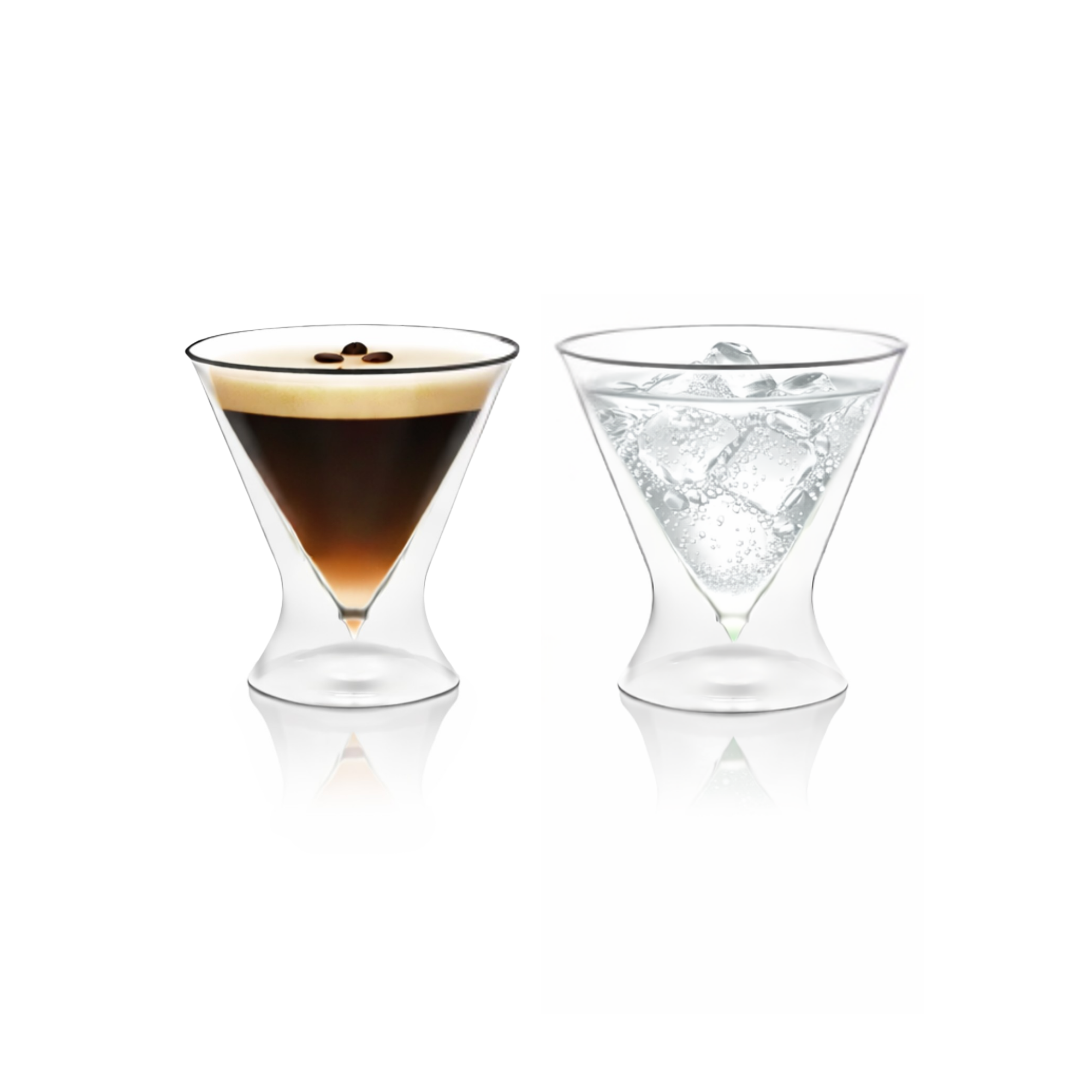 Double-Walled Stemless Martini Glasses - 8oz