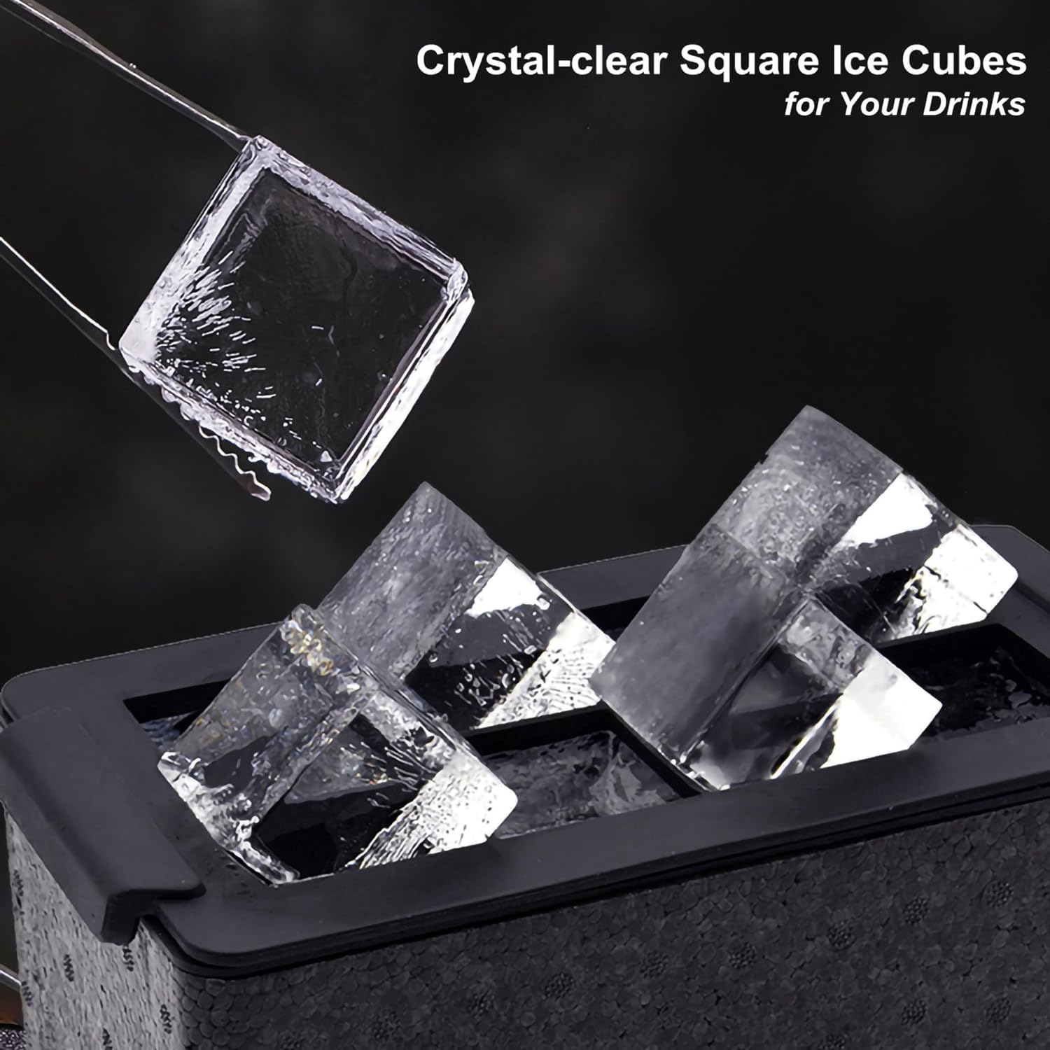 Crystal Clear Ice Cube Maker Mold - Eight 2" Square Ice Cubes