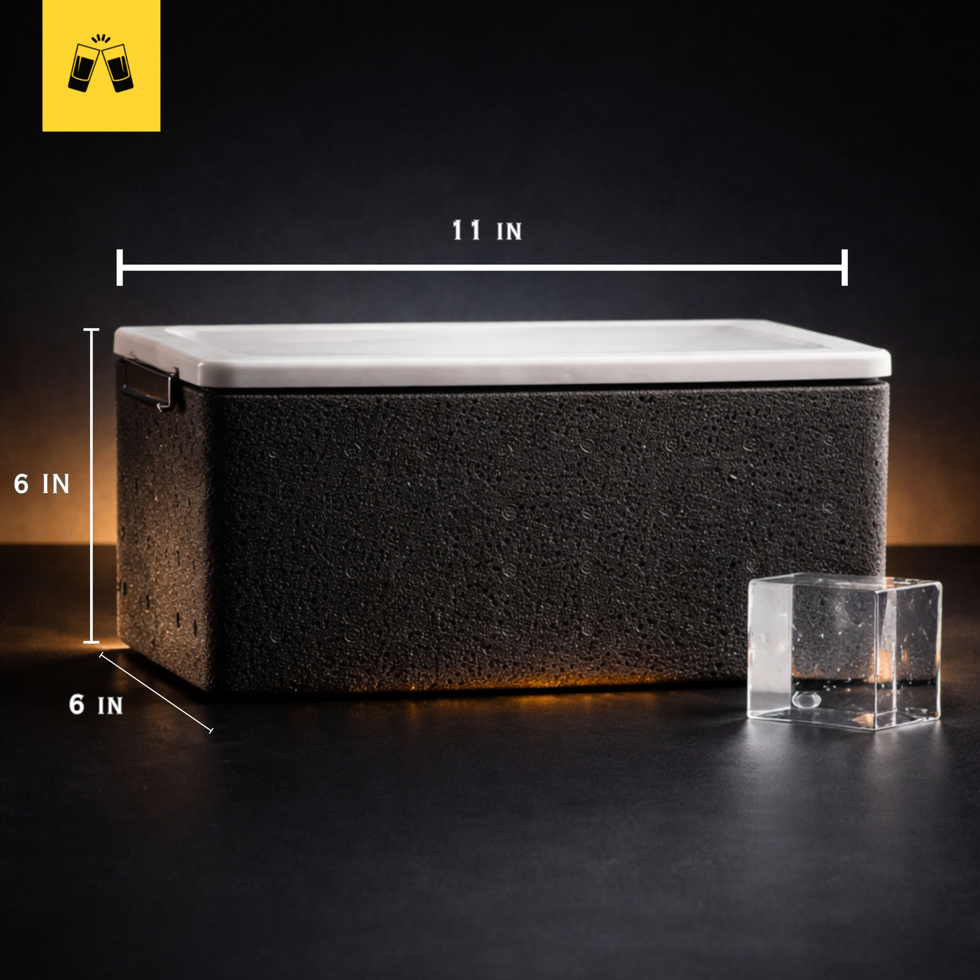 Crystal Clear Ice Cube Mold With Garnish Holder - Eight 2" Square Ice Cubes