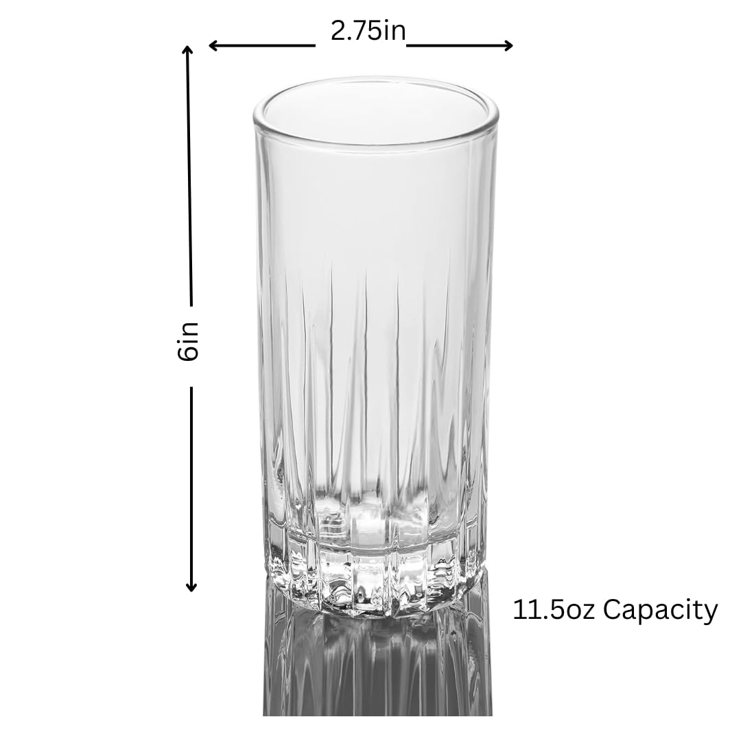 Traze Tom Collins Crystal Cut Glasses - 11.5 Oz
