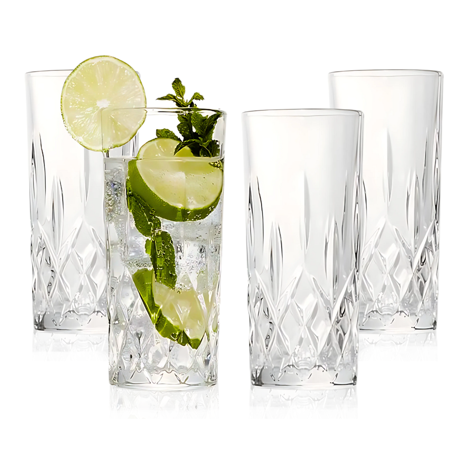 Tom Collins Drinking Glasses – Premium Water Glasses Set of 4 – 12Oz