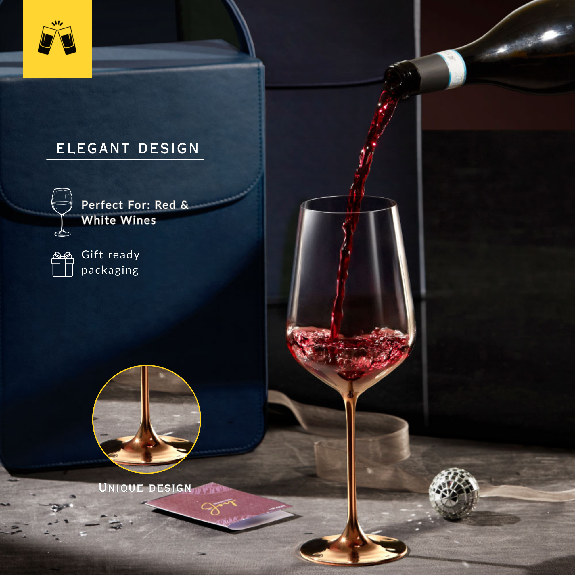 Full-Bottle Premium Artisan Copper Wine Glasses (750 mL / 25 fl. oz)