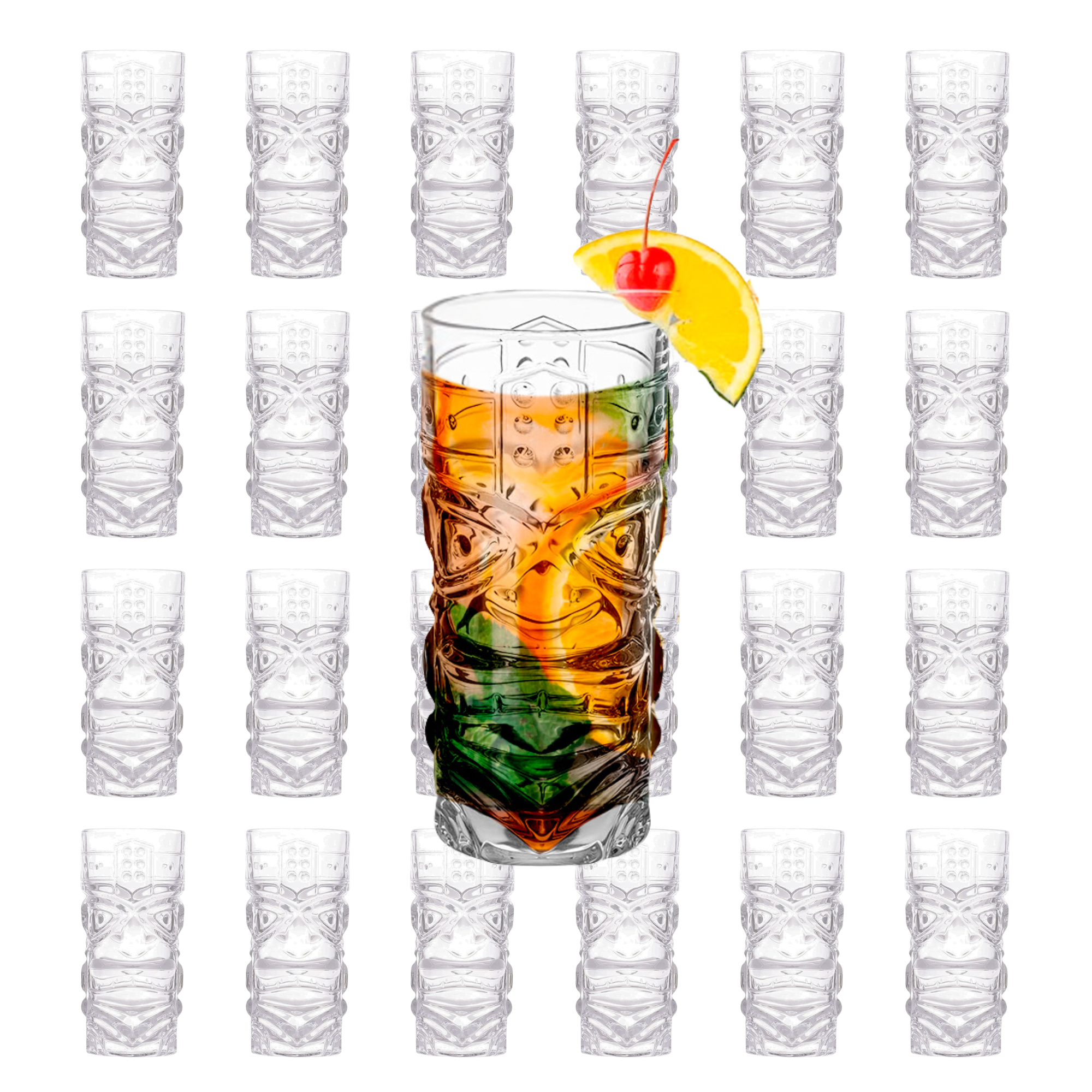Clear Tiki Glasses, Set of 4 or 6 - 450 ML