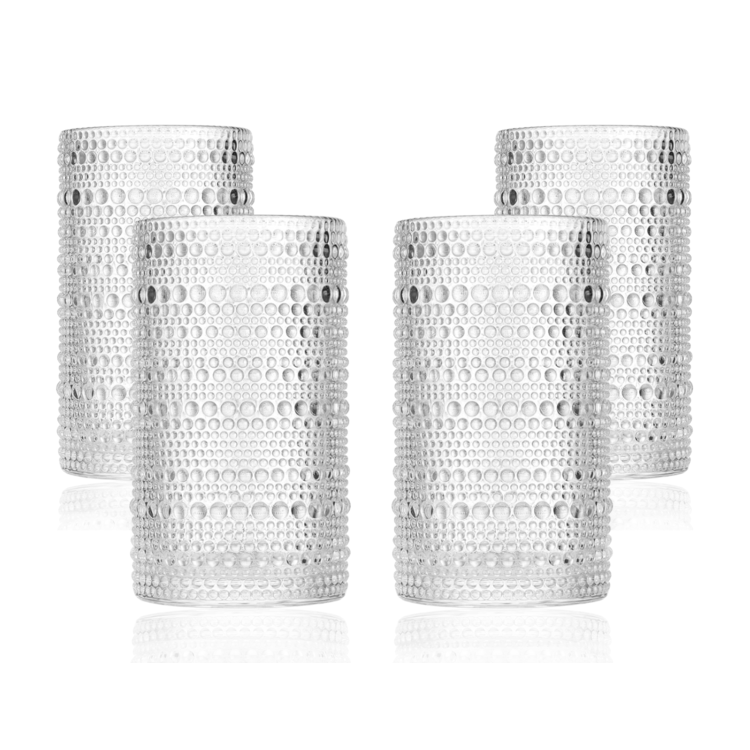 Vintage Clear Hobnail Highball Glasses - 15oz