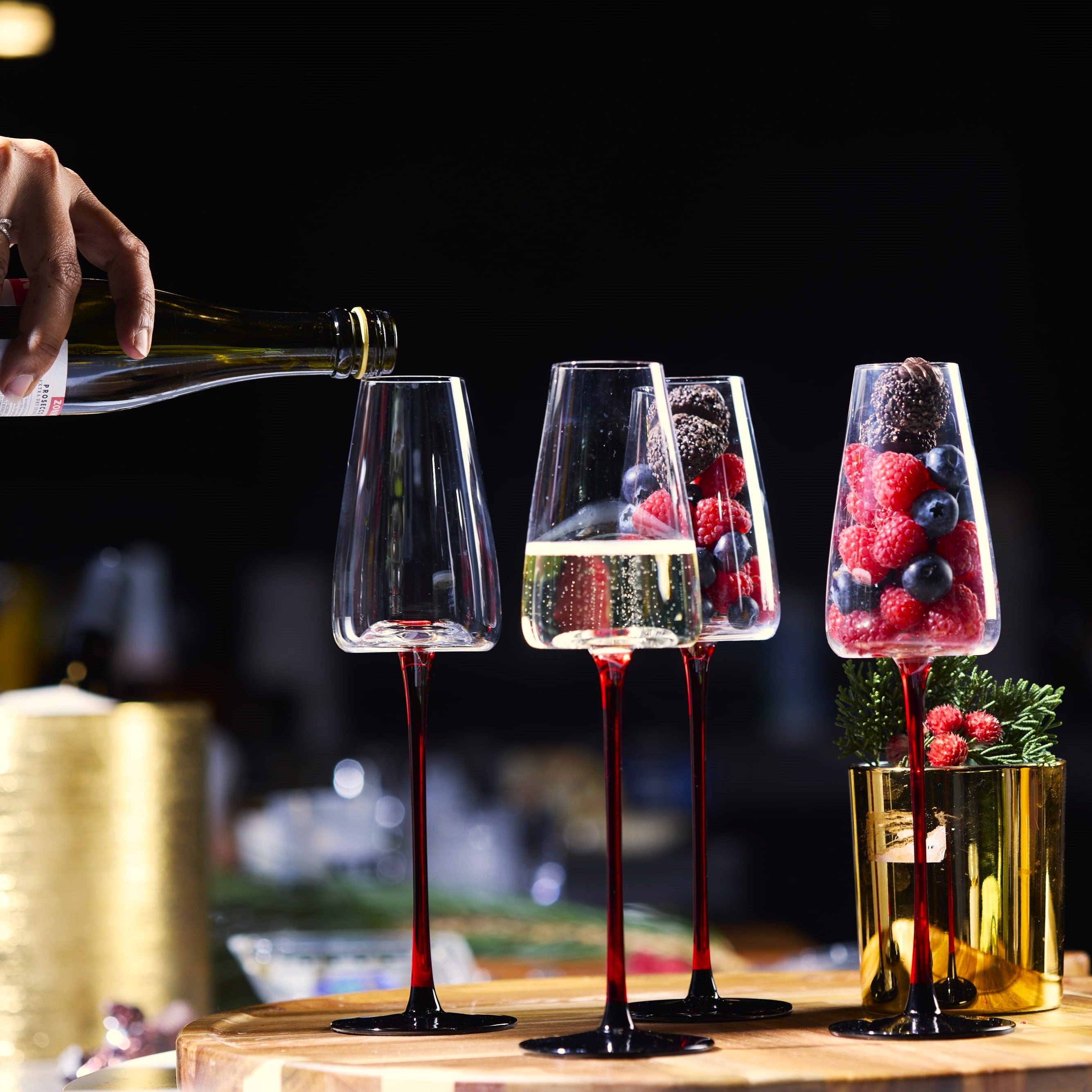 Concave Champagne Glasses - 9oz crystal modern flutes