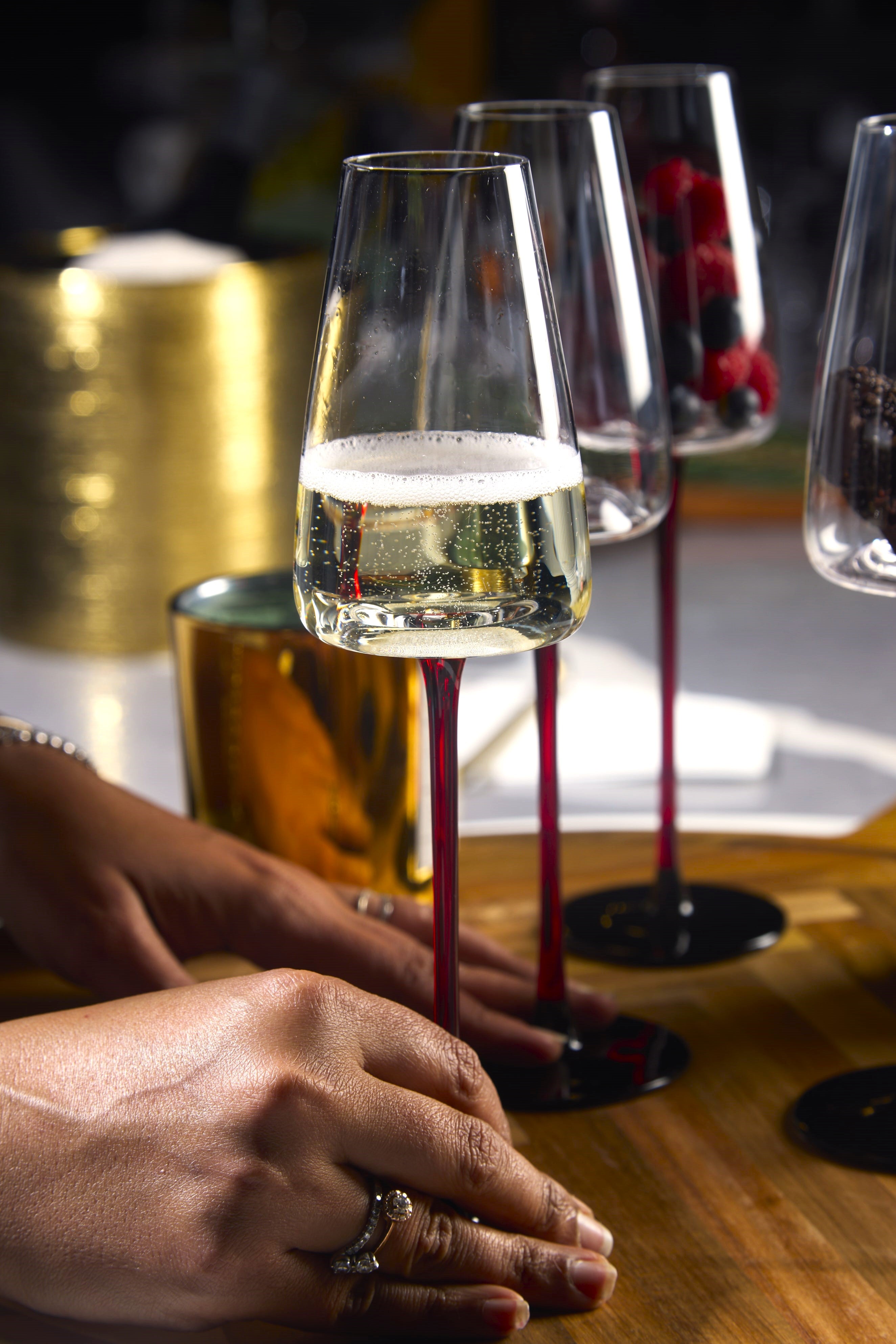 Concave Champagne Glasses - 9oz crystal modern flutes