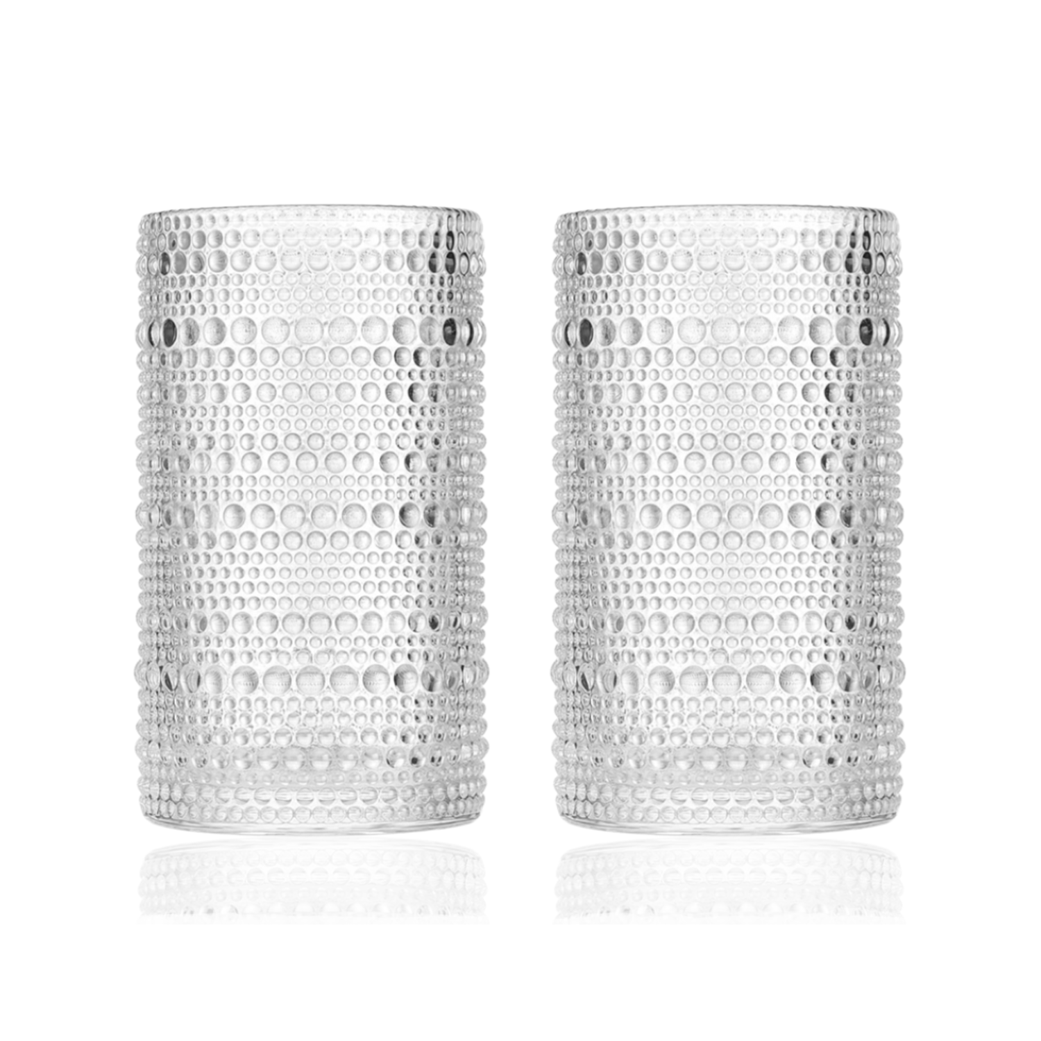 Vintage Clear Hobnail Highball Glasses - 15oz