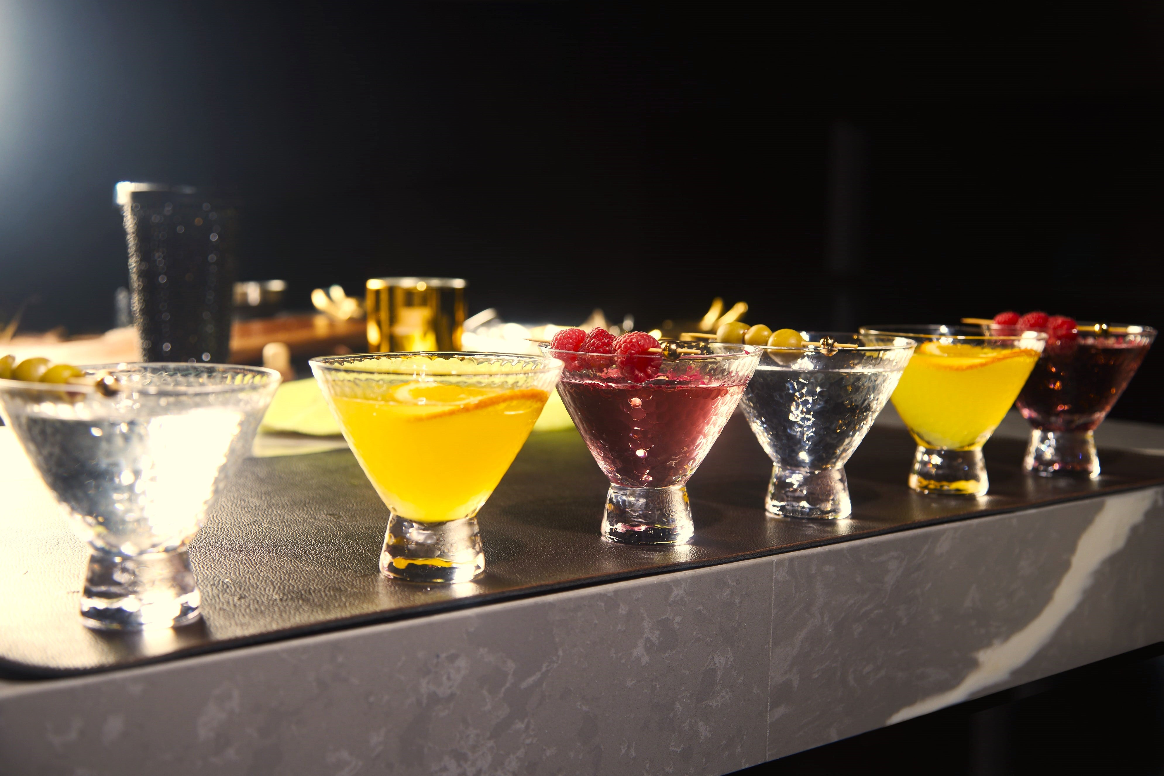 Clear Hammered Cocktail Martini Glasses 8.5oz Set of 6