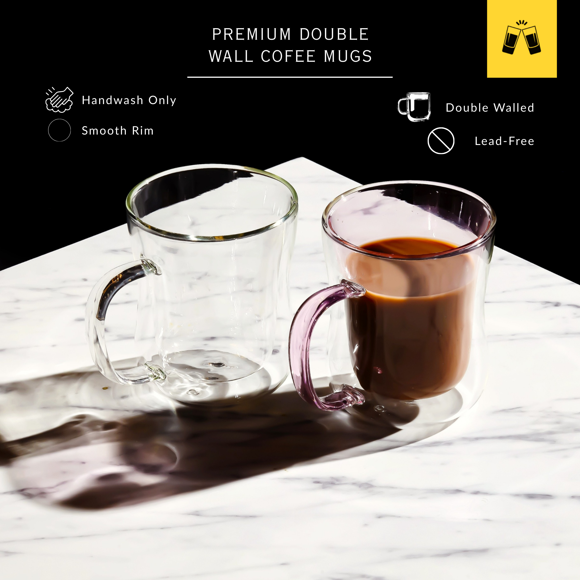 Double Walled Colored Coffee Mug Set 10oz - Set of 2