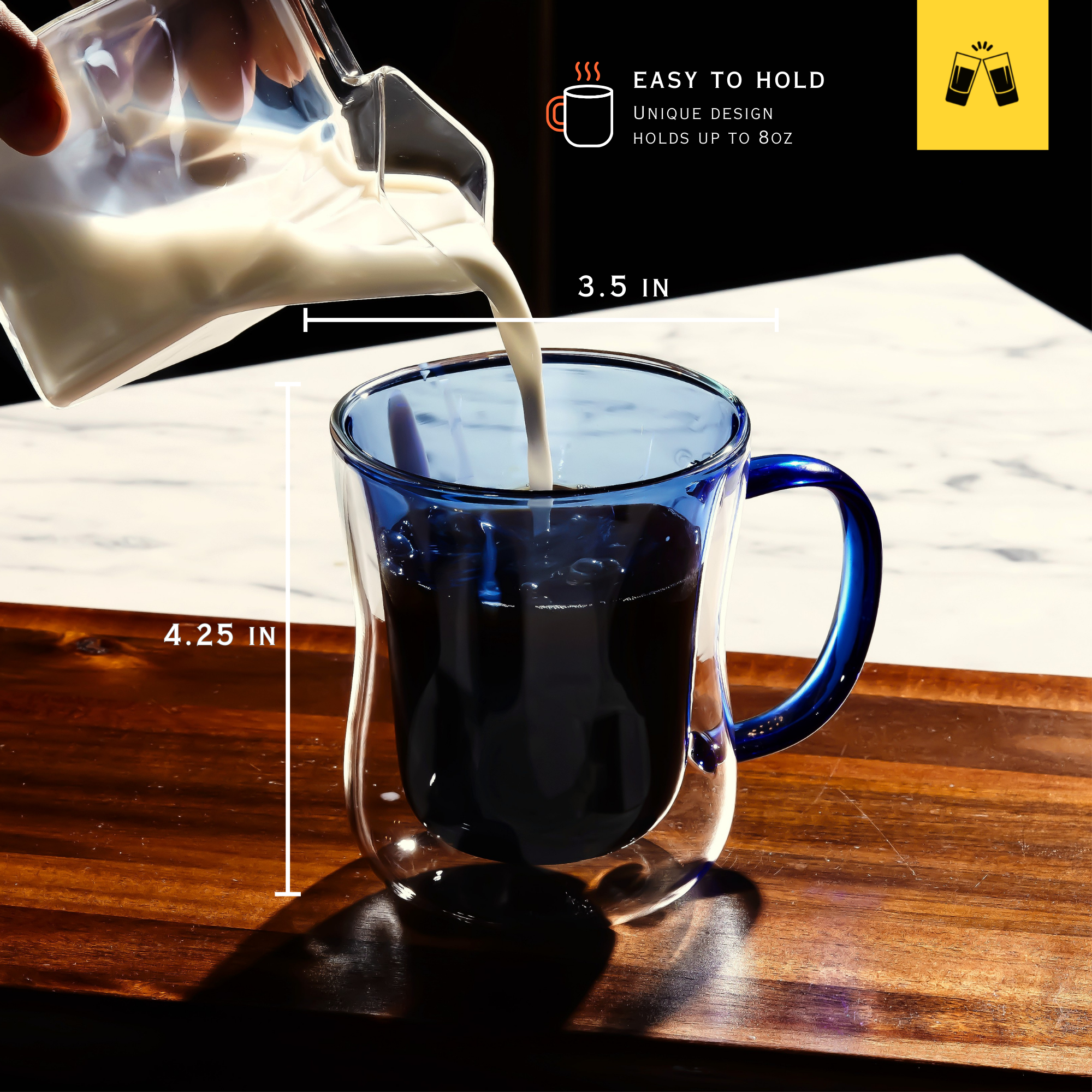 Double Walled Colored Coffee Mug Set - 10oz (Set of 2 or 4)