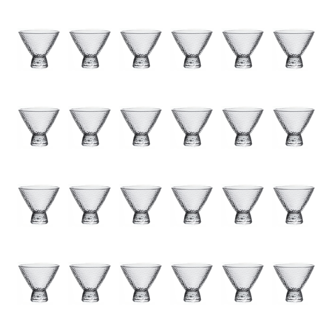 Clear Hammered Cocktail Martini Glasses 8.5oz Set of 6