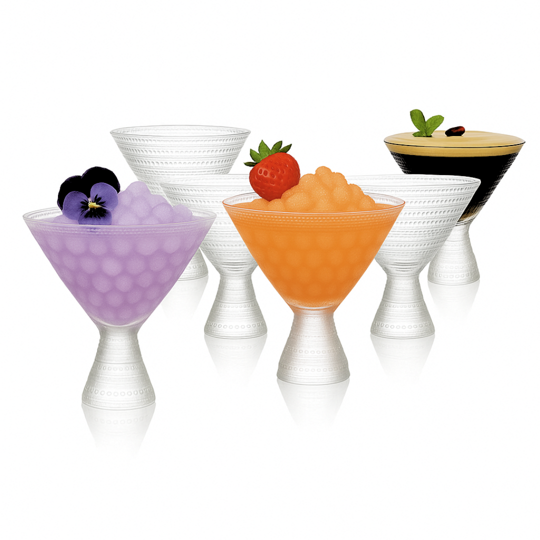 Clear Hobnail Martini Glasses - Embossed Martini Glasses 9oz