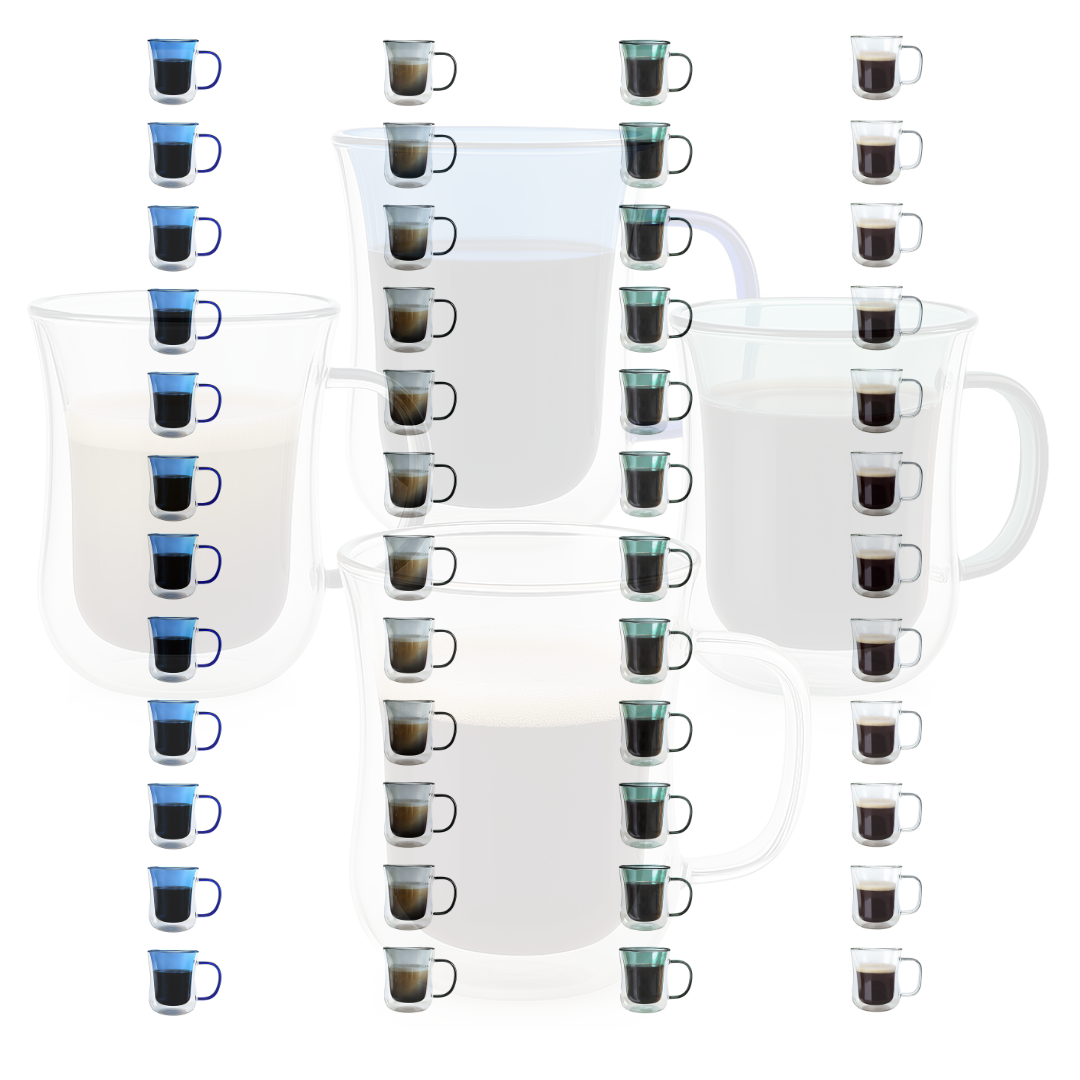 Double Walled Colored Coffee Mug Set - 10oz (Set of 2 or 4)