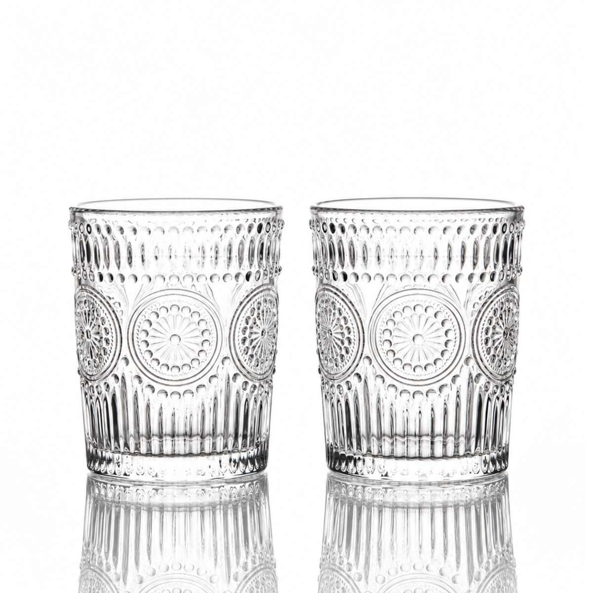 Floral Embossed Tumblers 10oz - Set of 4