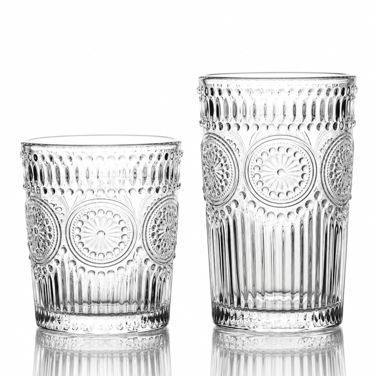 Floral Embossed Hobnail Full Set 10oz/12.5oz - Set of 8