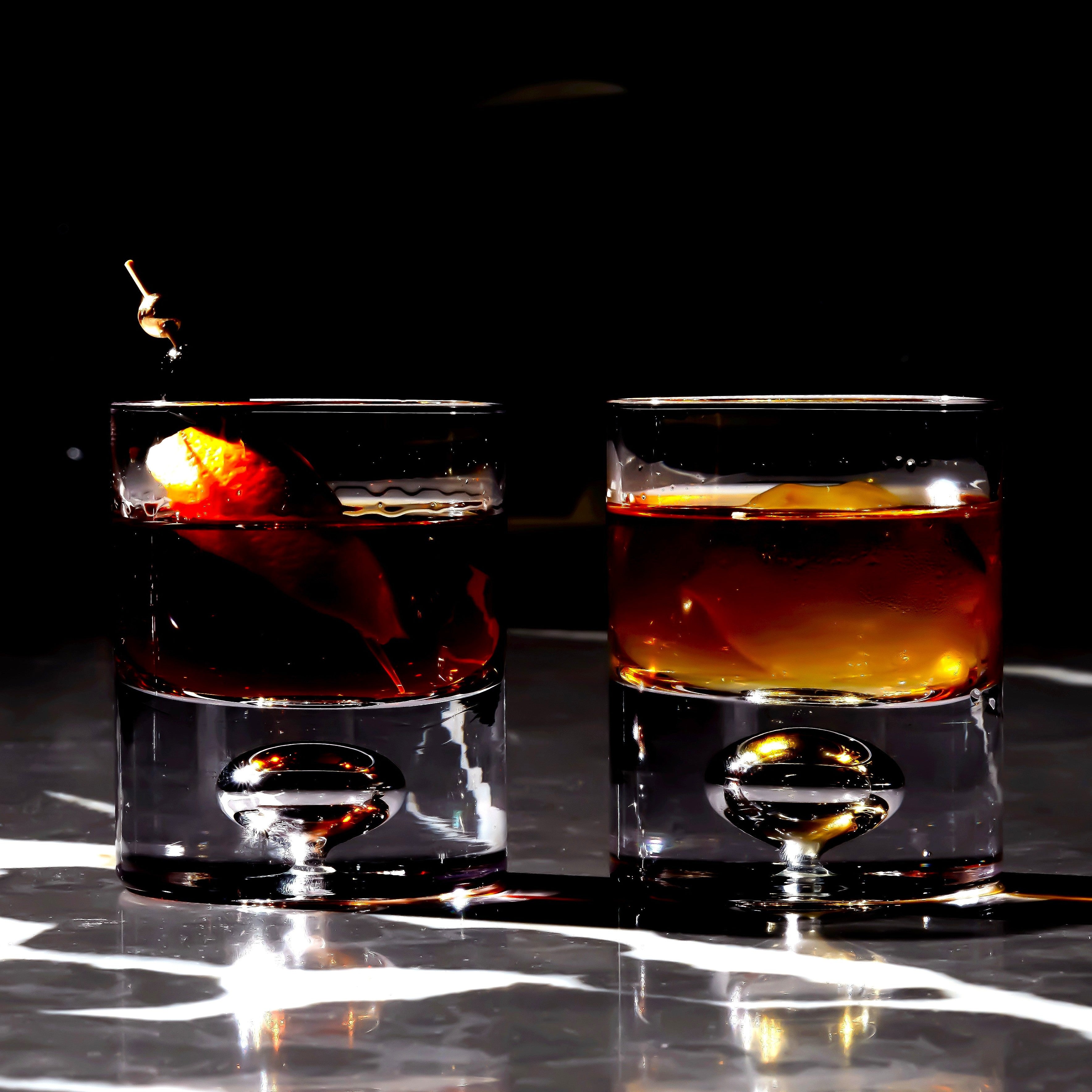 Crystal Bubble Heavy Base Whiskey Glass Tumbler - Set of 4