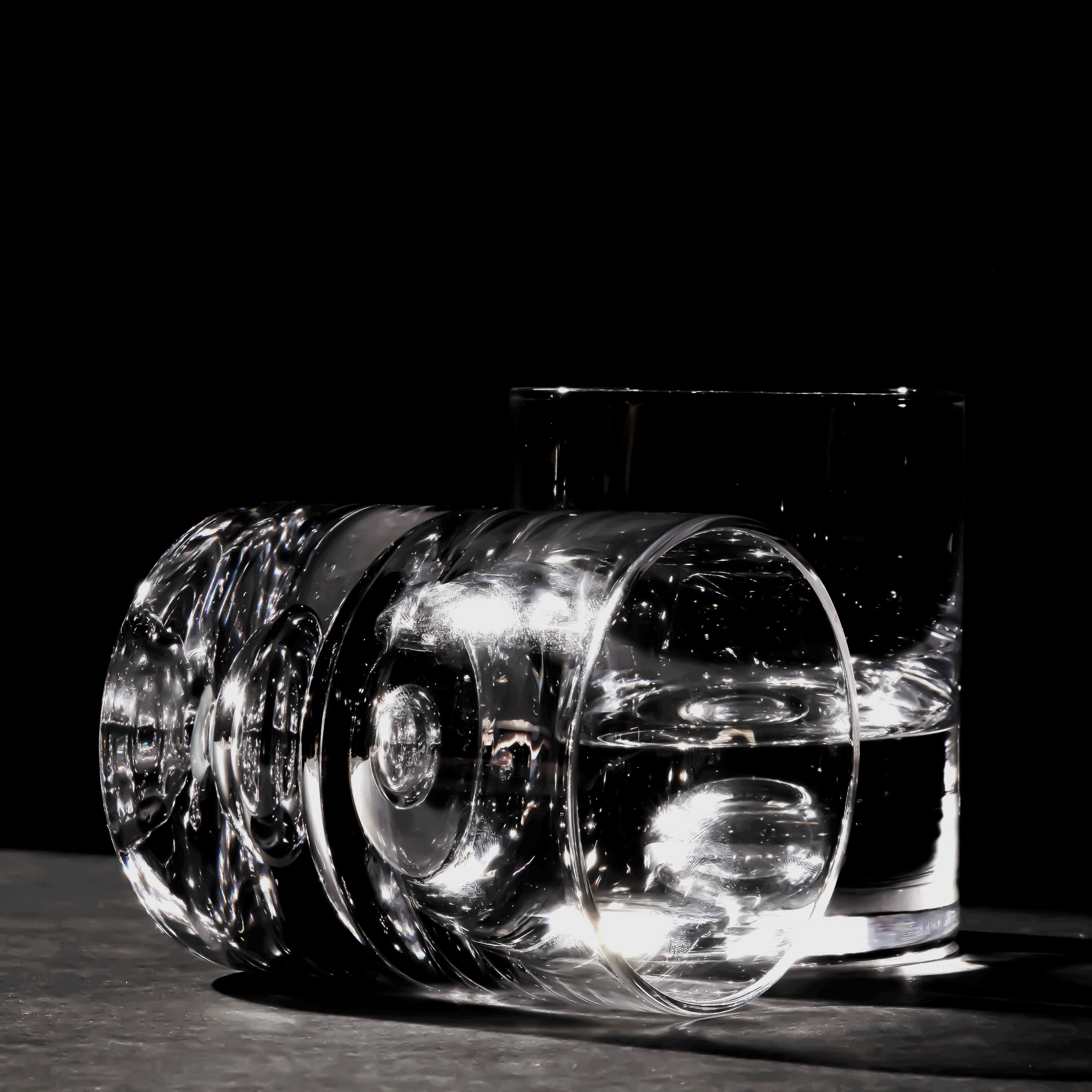 Crystal Bubble Heavy Base Whiskey Glass Tumbler - Set of 4
