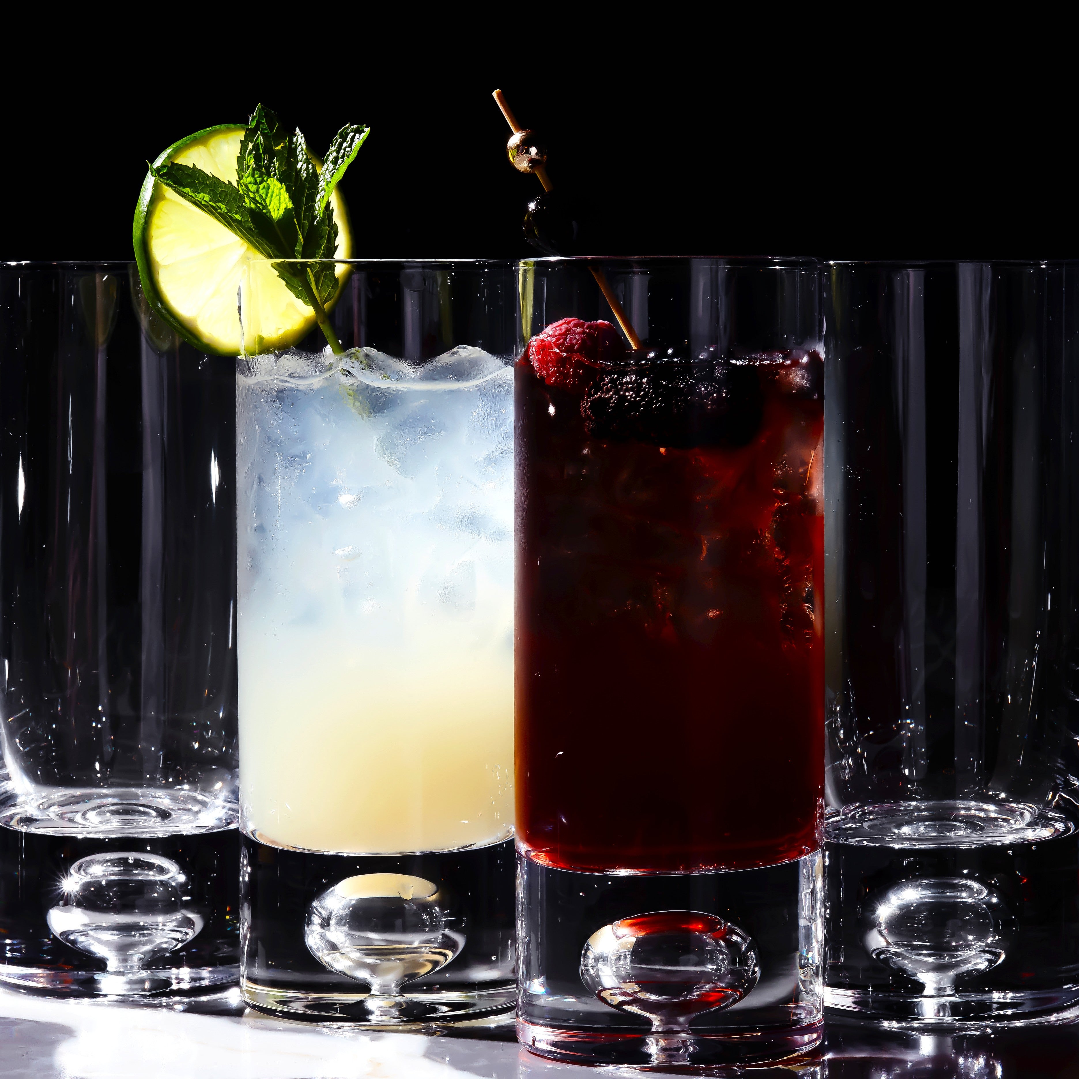 Crystal Bubble Base Collins Glass Highball Tumbler 12oz