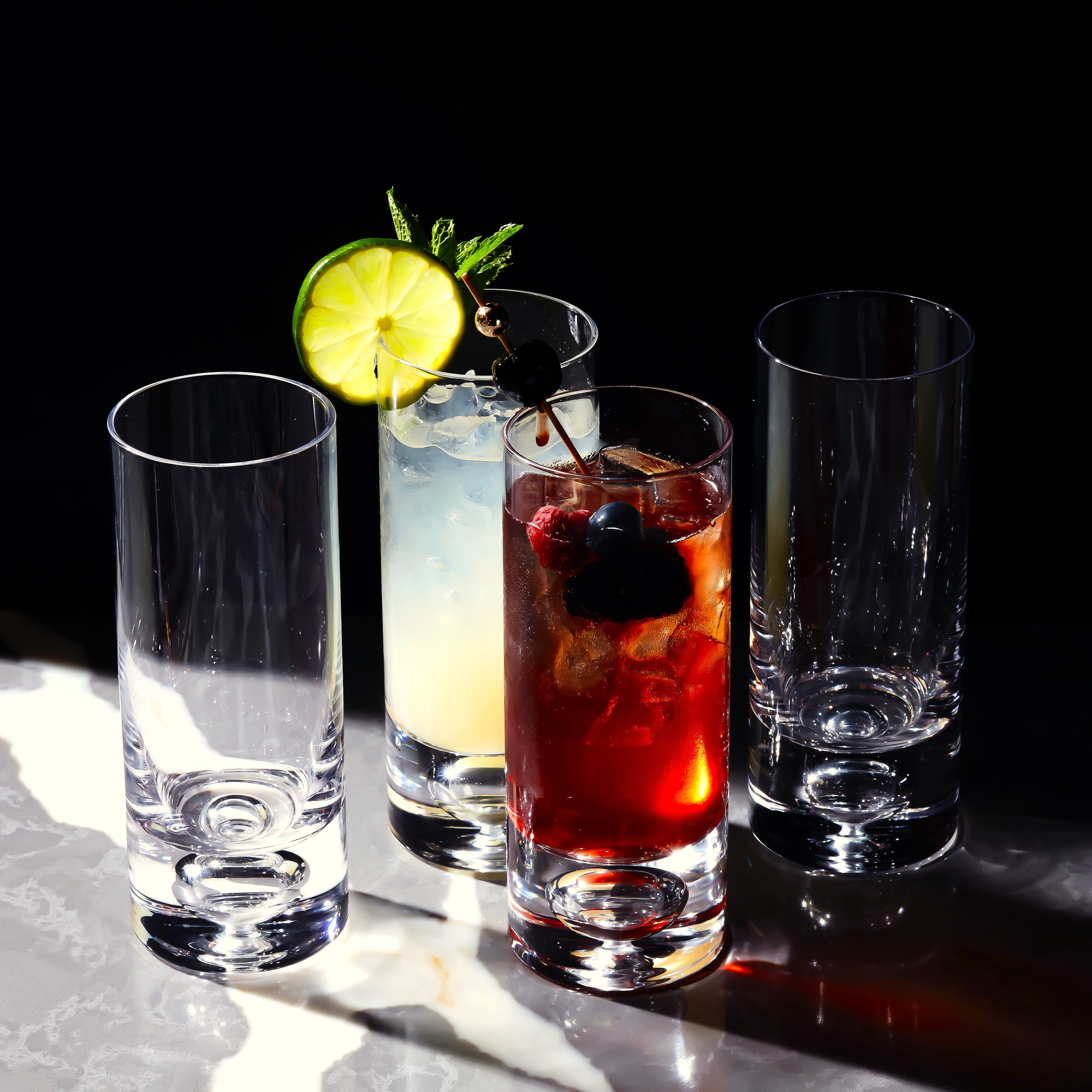 Crystal Bubble Base Collins Glass Highball Tumbler 12oz