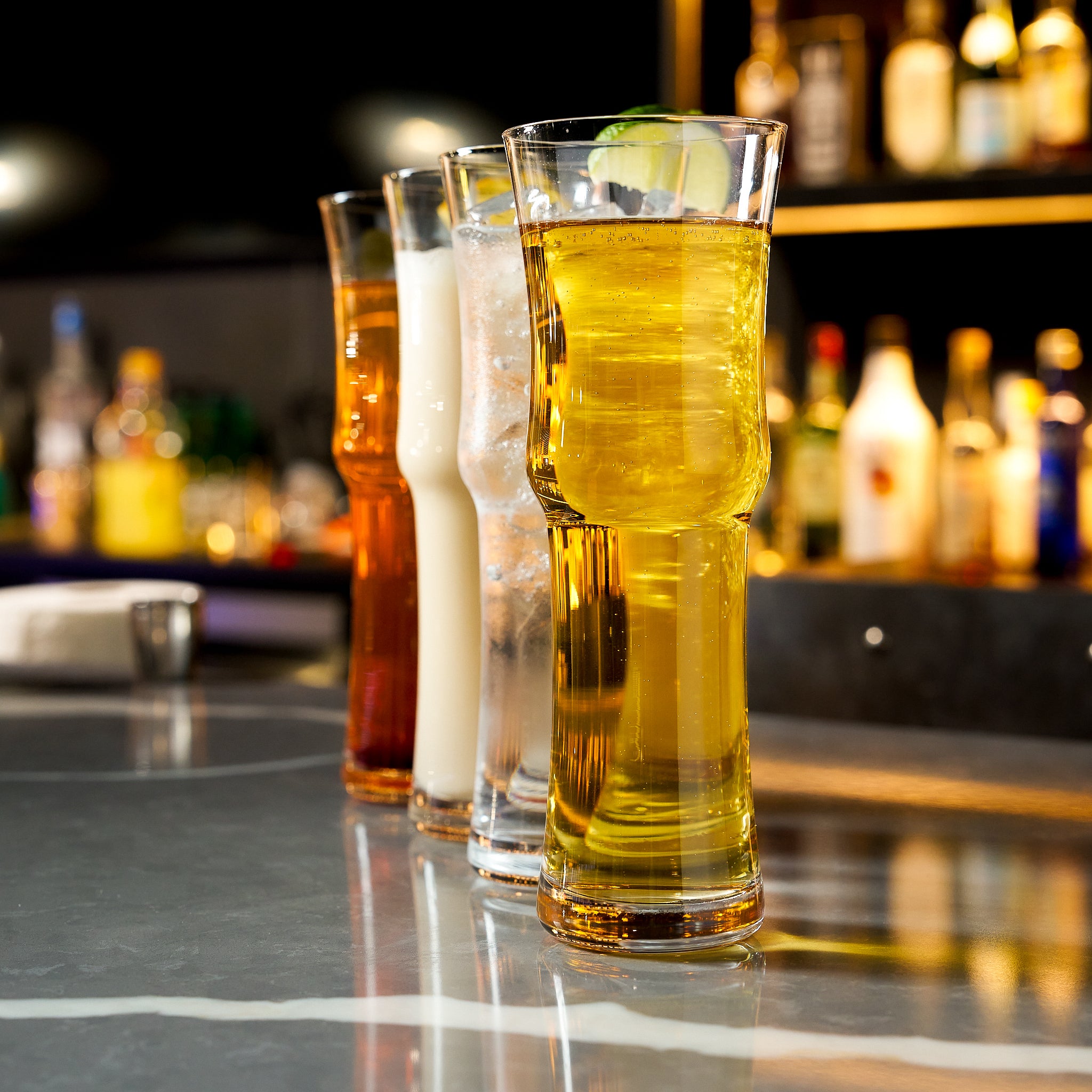 Tall Napoli Hurricane Cocktail Glasses - Handcrafted Cocktail Glass Set (15oz)