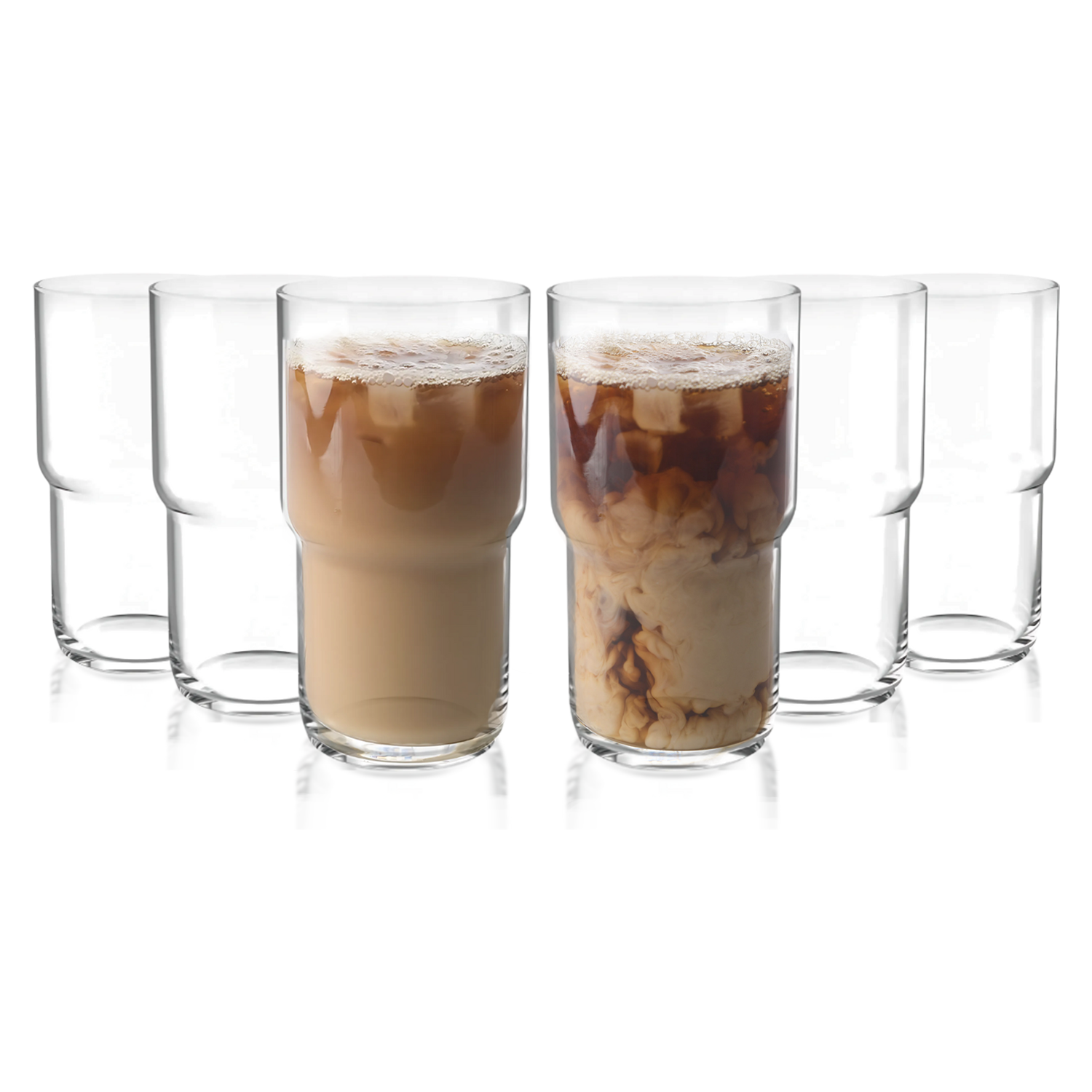 Stackable Iced Coffee Glasses - Set of 6 (15oz/21oz)
